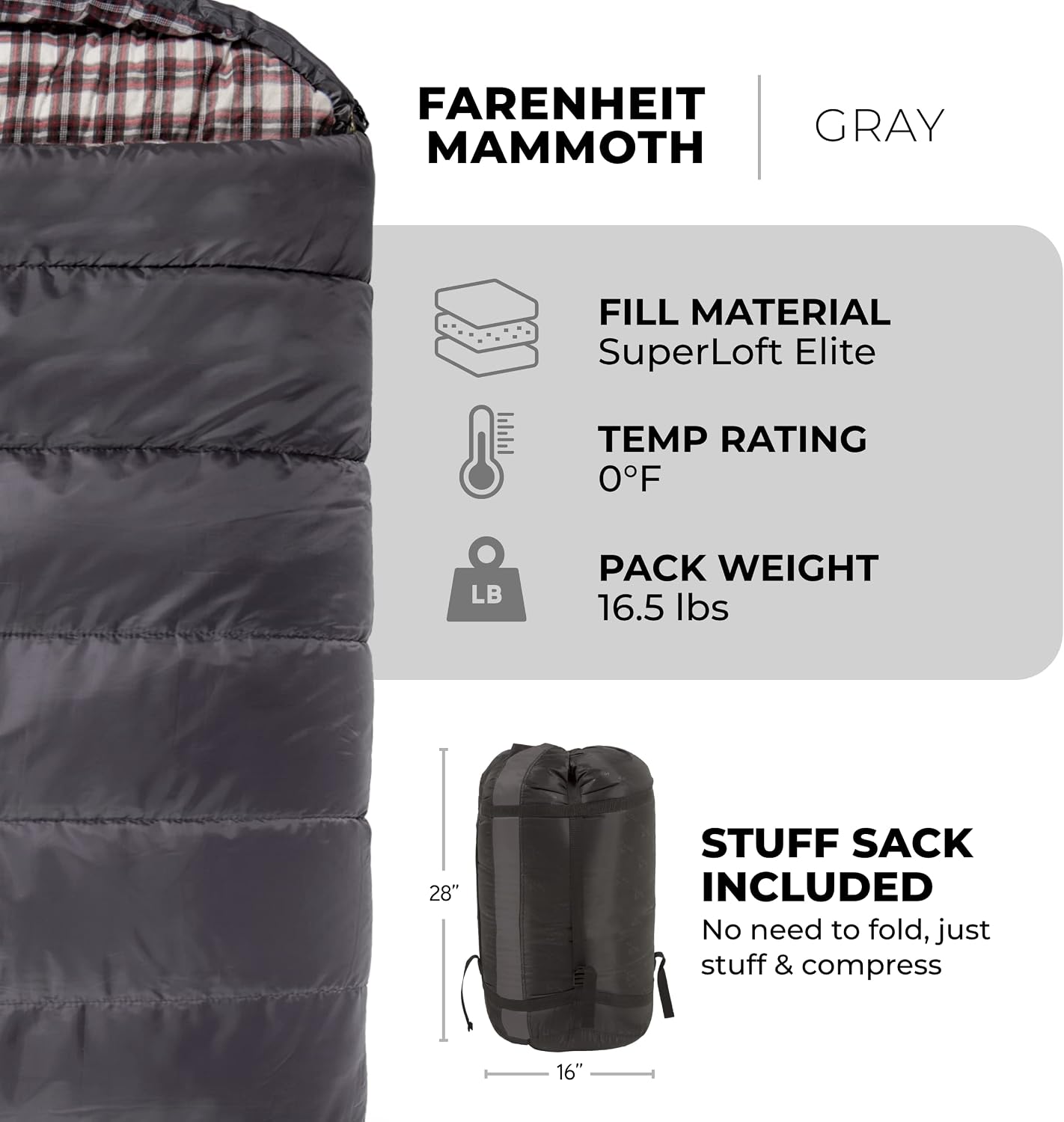 Teton Mammoth Queen Size Double Sleeping Bag- A Warm Bag the Whole Family can Enjoy – Great for Camping, Hunting and Base Camp. Compression Sack Included