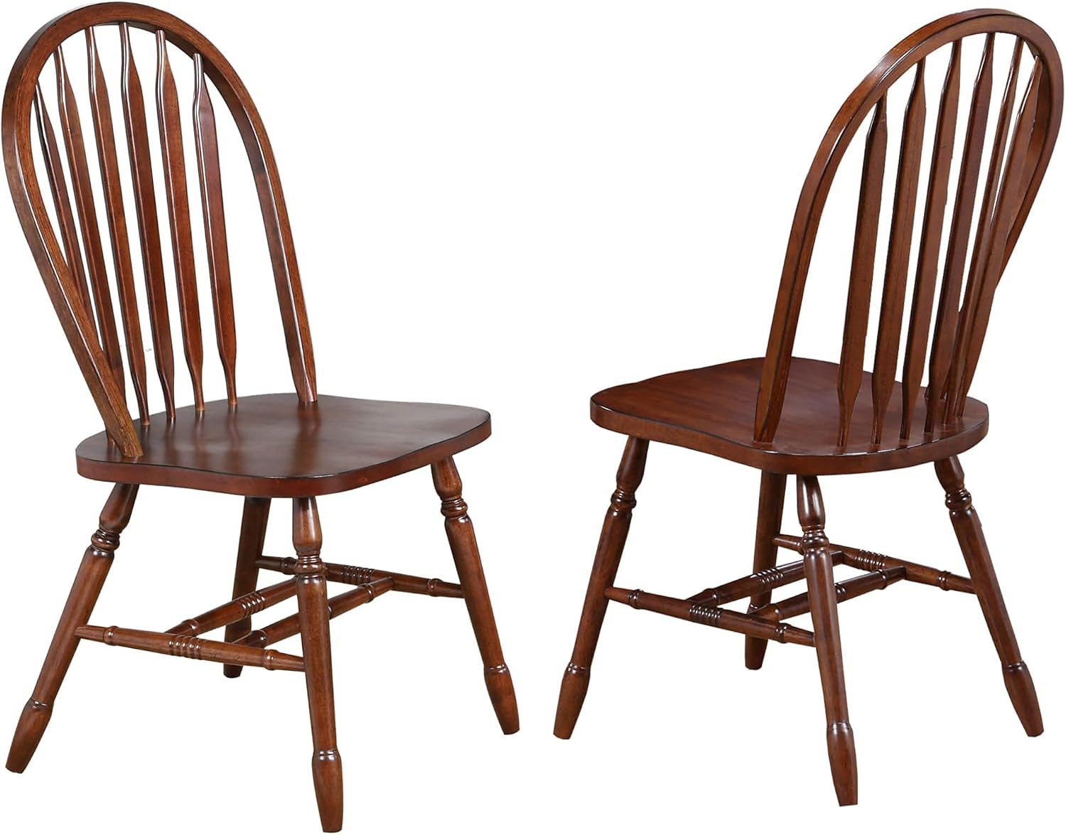 Sunset Trading Andrews Windsor Arrowback Dining Side Chair | Chestnut Brown Solid Wood | Set of 2 Fully Assembled Sidechairs