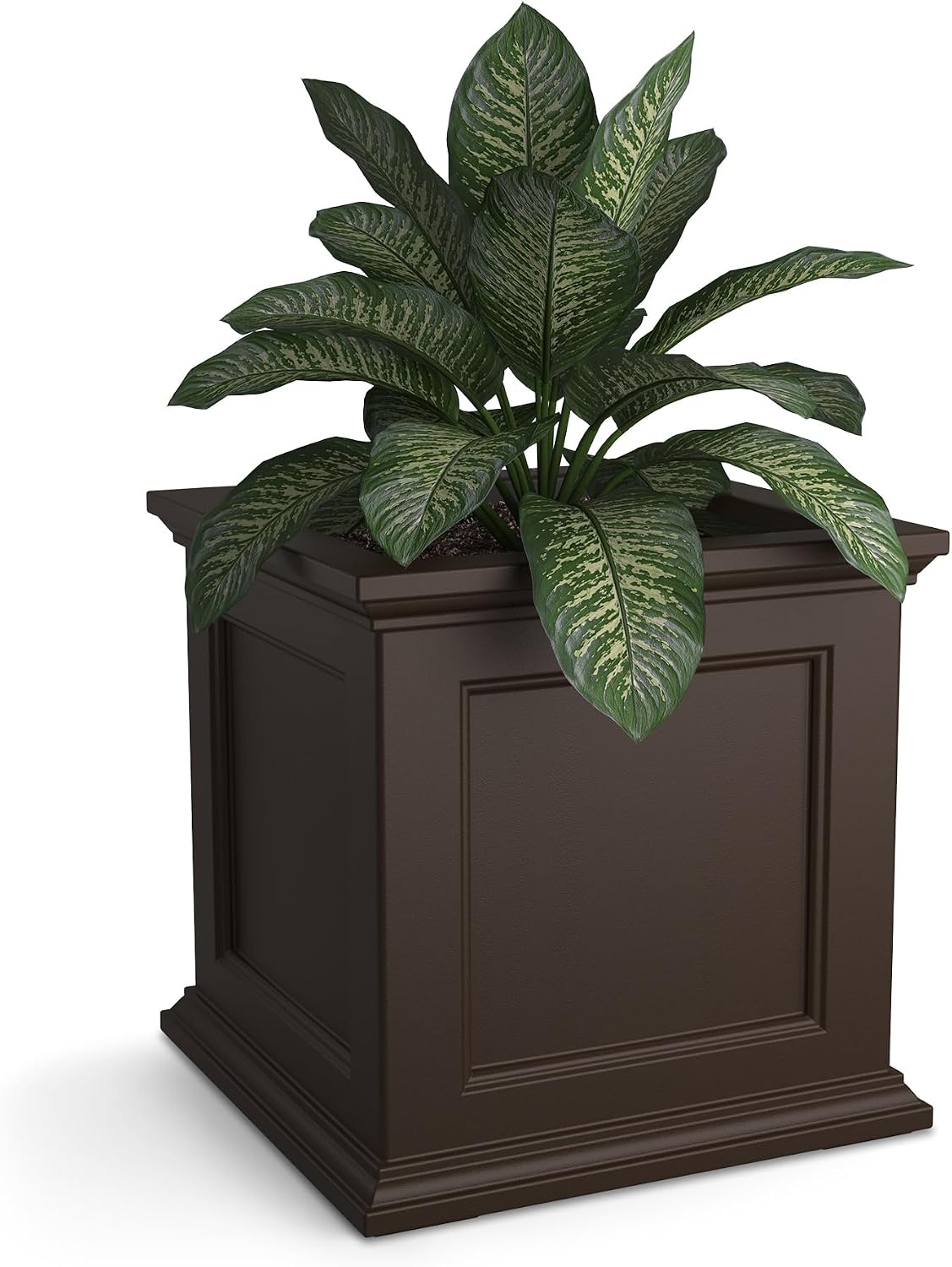 Mayne 5825W Fairfield Patio Planter, White, 20-Inch | Self-watering, All season, Fade resistant, Double-wall design, 15-year warranty