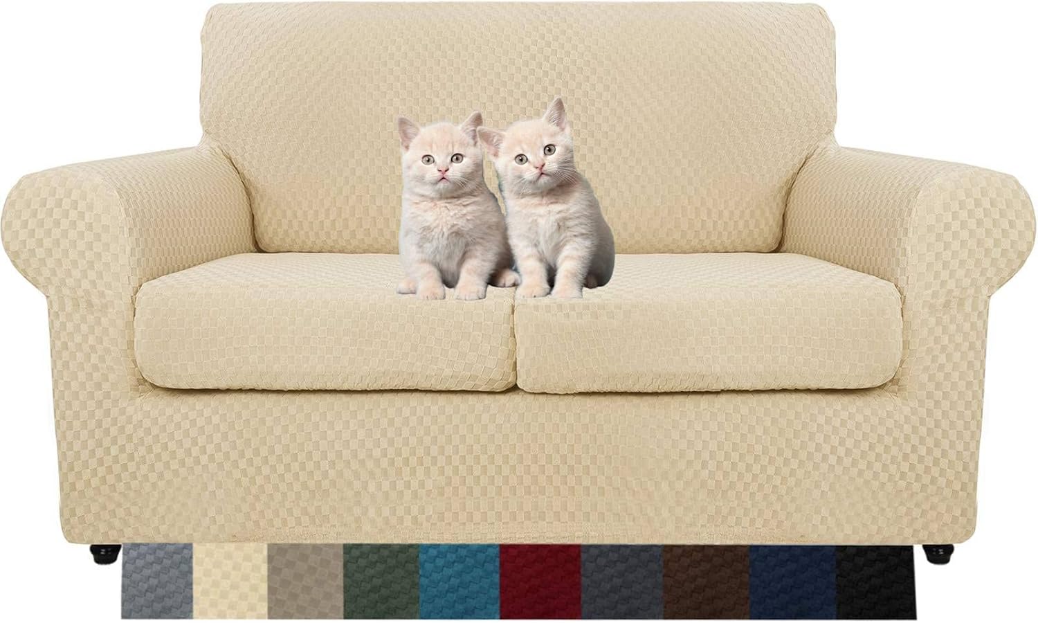 MAXIJIN Latest Recliner Slipcovers for Living Room 4 Pieces Stretch Jacquard Recliner Chair Cover Soft Fitted Recliner Protector with Elastic Bottom