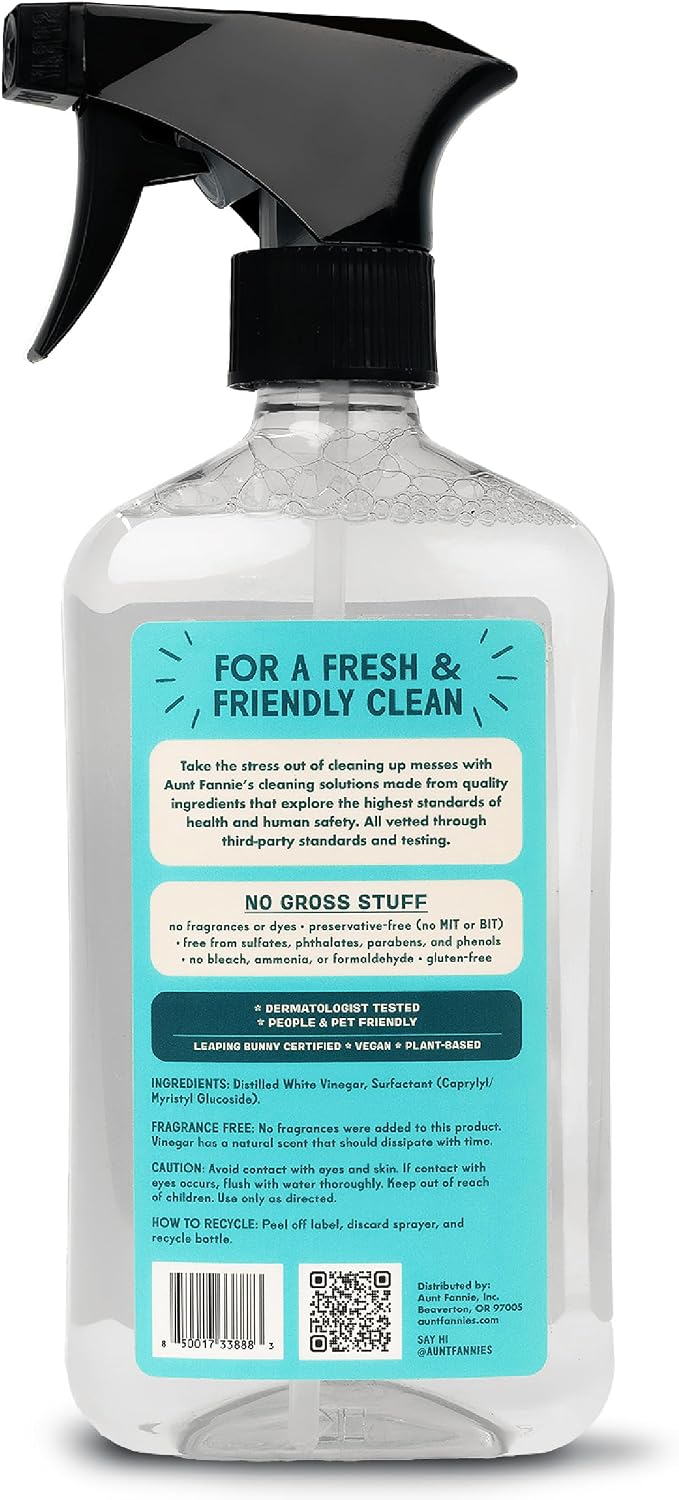 Aunt Fannie's All Purpose Vinegar Cleaner Spray, Lavender, Pack of 1 | Cuts Grease & Grime, No Harsh Residue, Safe for Kitchens Bathrooms Windows Counters & Sealed Areas, Kid and Pet Safe