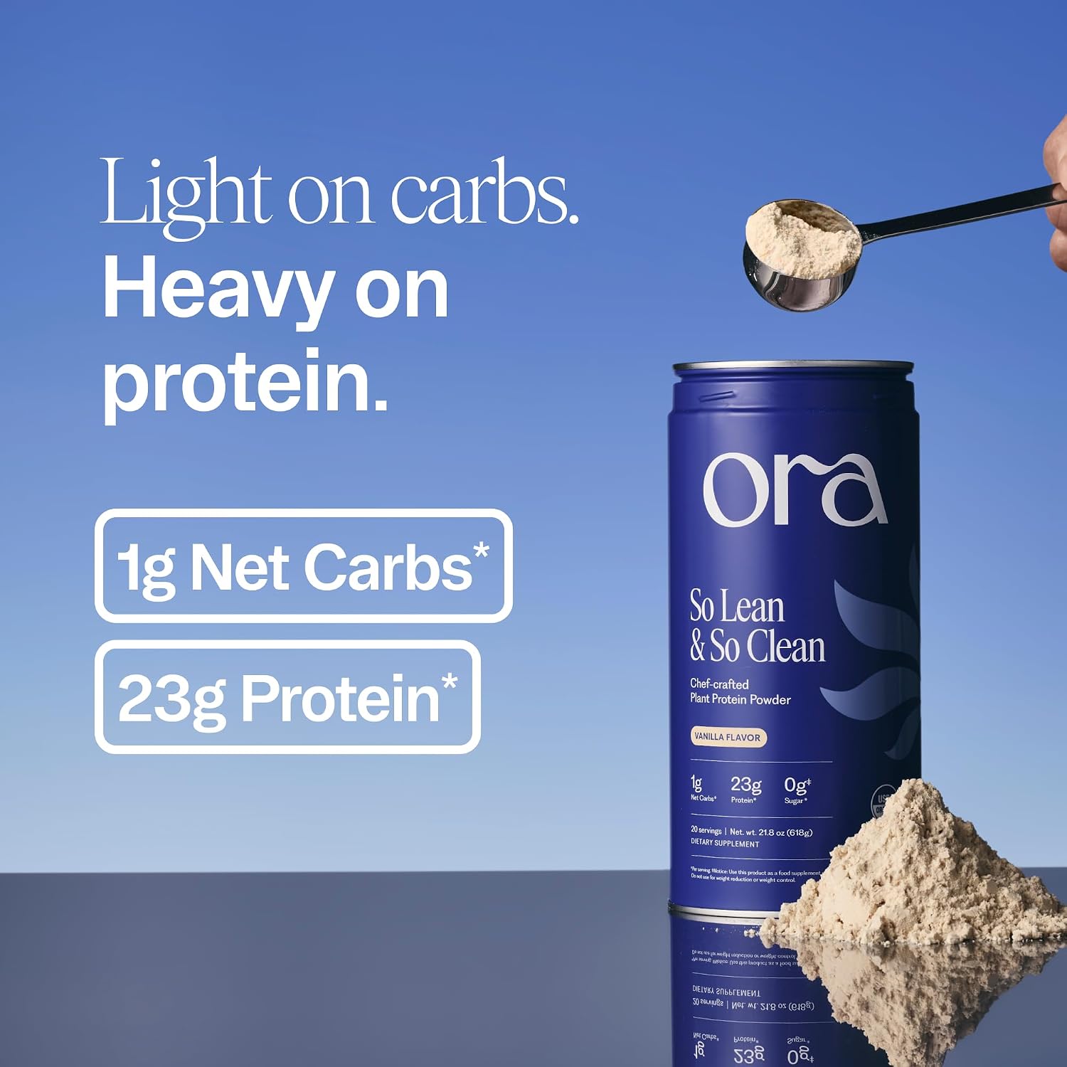 Ora Organic Plant-Based Protein Powder - 23g Protein for Women and Men - Vanilla Flavor 20 Servings, Vegan, Clean Protein, Third-Party Tested, Gluten-Free - 20 Servings