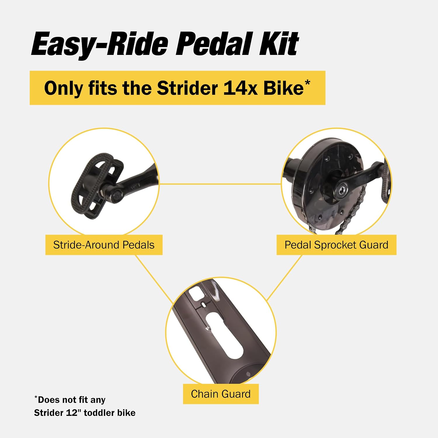 Strider 14x Easy-Ride Pedal Kit, for 14x Balance to Pedal Bike, Ages 4–7 | Converts Strider 14x Balance Bike into a Pedal Bike