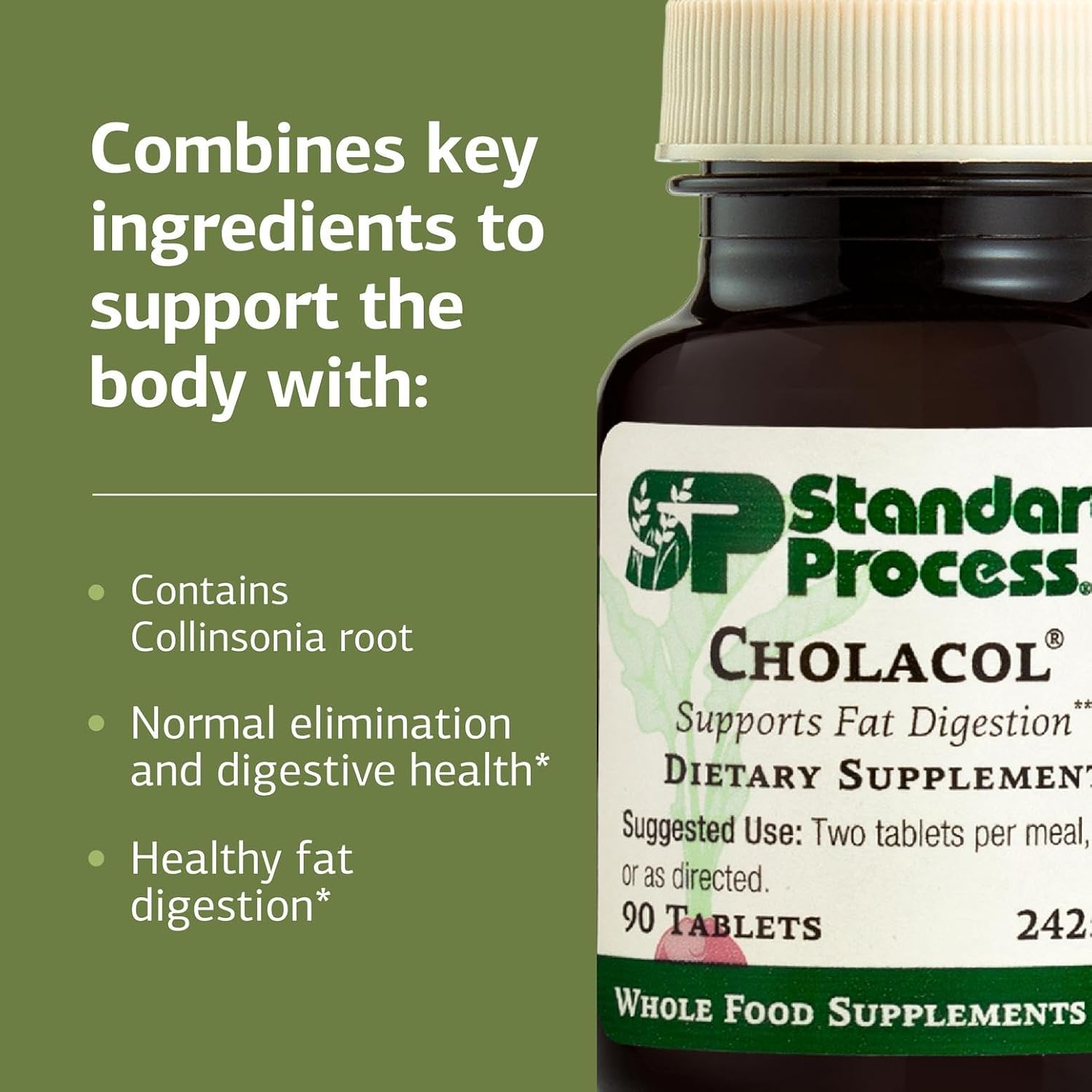 Standard Process Inc. Cholacol - Gallbladder Support Supplement - Fat Digestion Supplement for Digestive Health & Bile Support - Gluten-Free
