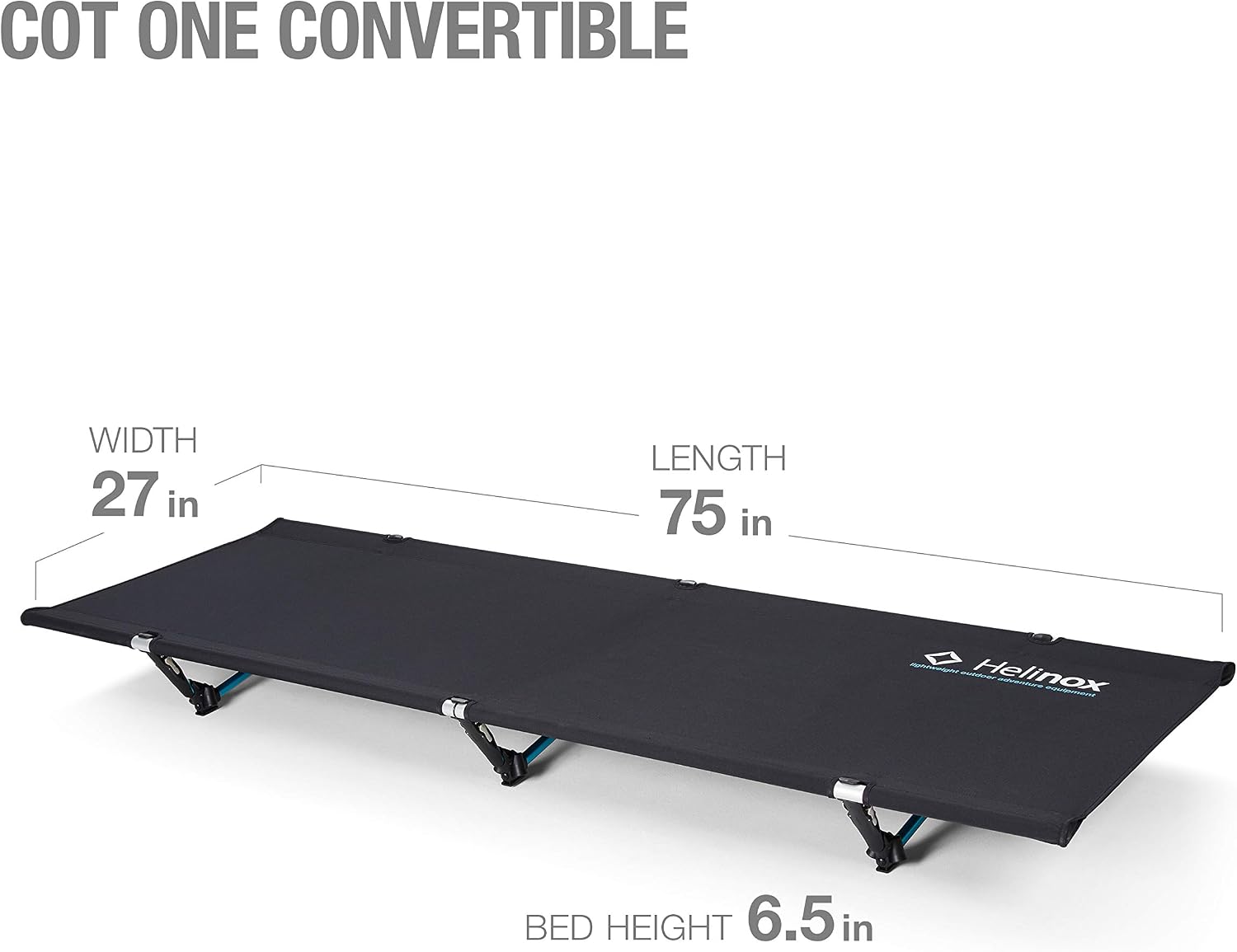 Helinox Cot One Lightweight, Compact, Collapsible, Portable Camping Cot, Regular, Black
