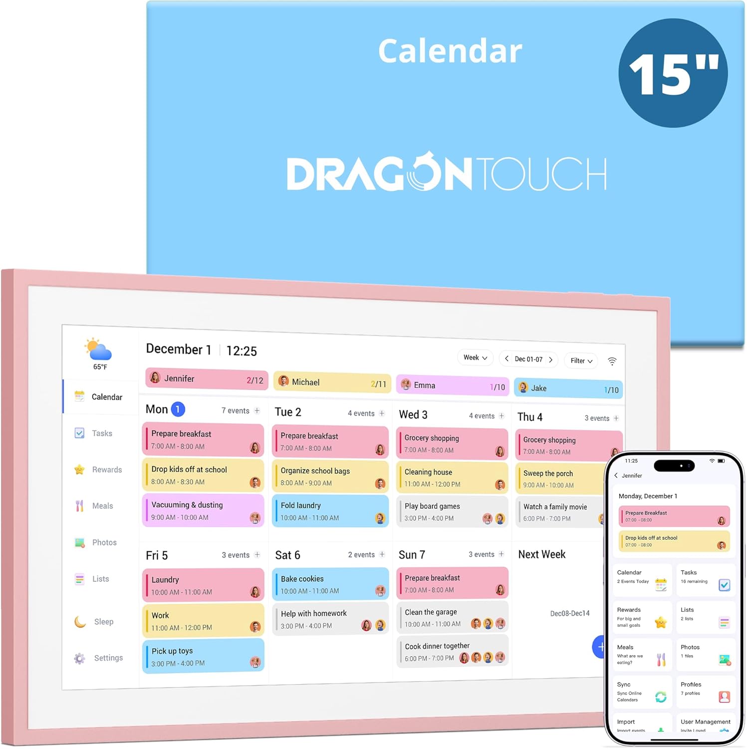 Dragon Touch Digital Picture Frame WiFi 10 inch IPS Touch Screen Digital Photo Frame Display, 32GB Storage, Auto-Rotate, Share Photos via App, Email