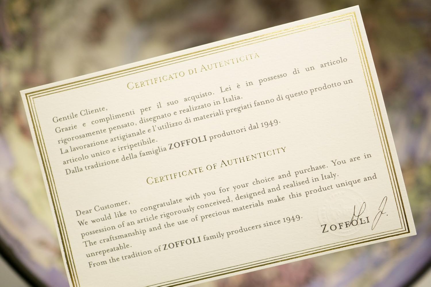 Art 40 Made in Italy Bar Globe by Zoffoli with Certificate of Authenticity by Classica