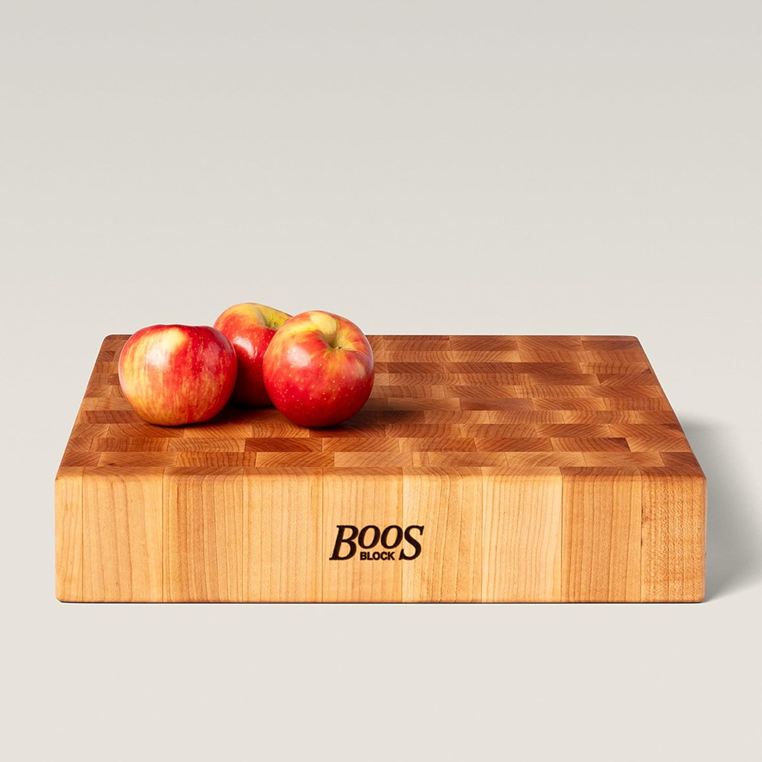 John Boos CCB Series Square Wooden Maple Cutting Board 12”x12” – 3” Thick, 13-lb Reversible Butcher Block with End-Grain & Finger Grips – Made in the USA