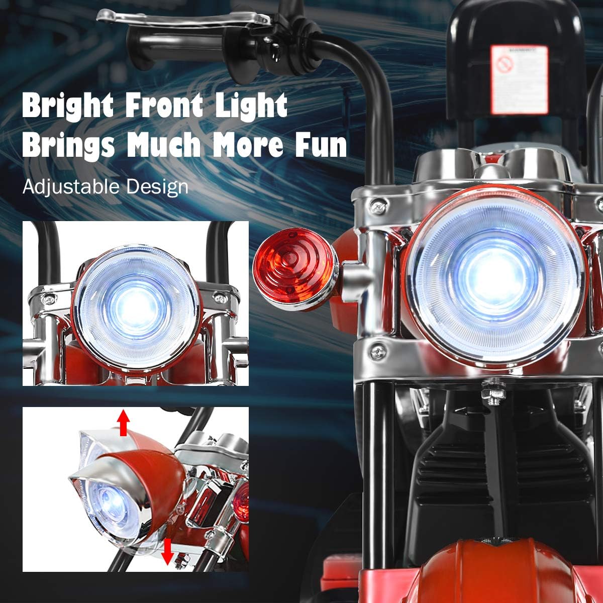 Costzon 6V Ride on Chopper Kids Motorcycle with Horn, Headlight (Red)