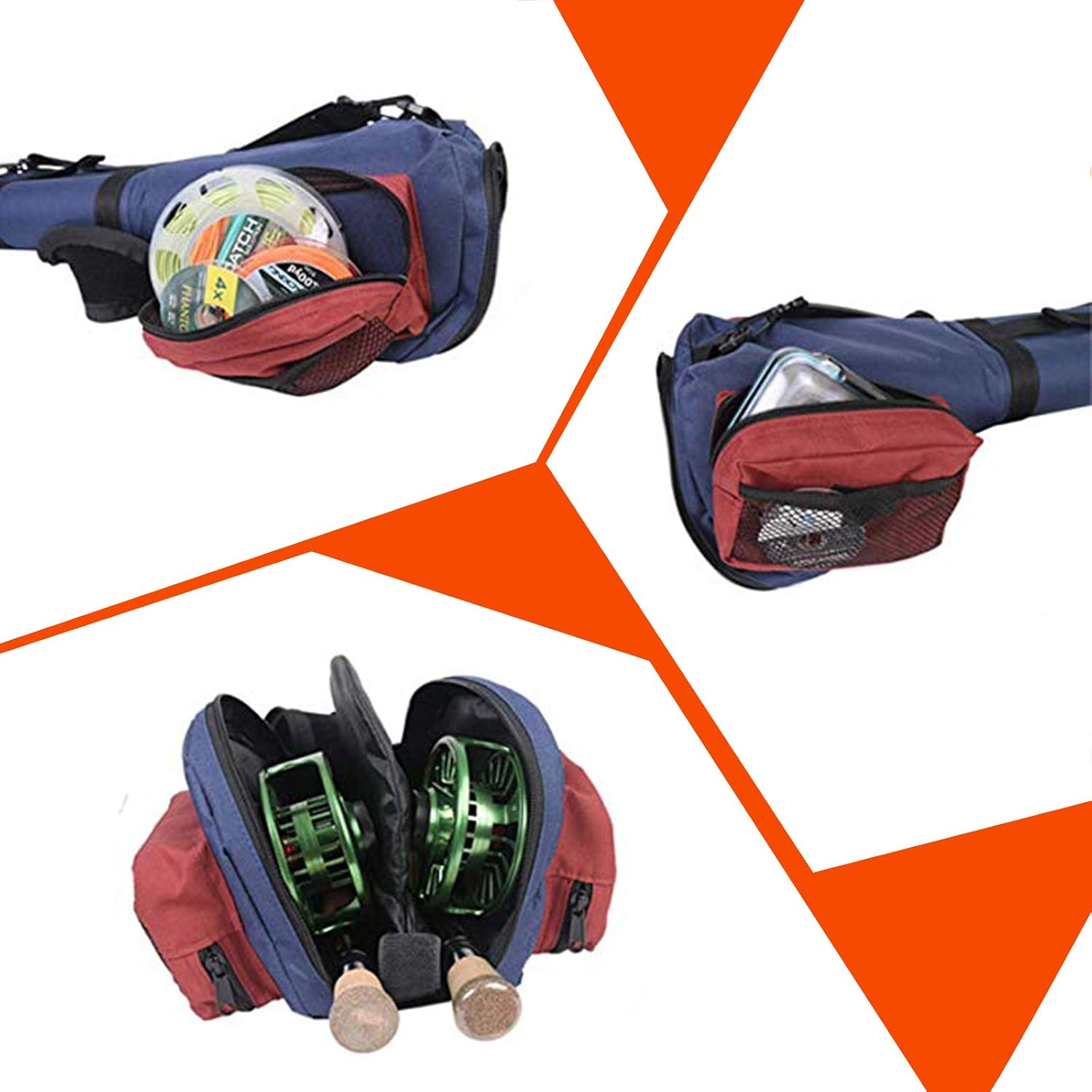 M MAXIMUMCATCH Maxcatch Fly Fishing Rod Case with Reel Pouch, Complete Rod Protection Bag, Single and Dual Rod Tube with Shoulder Strap