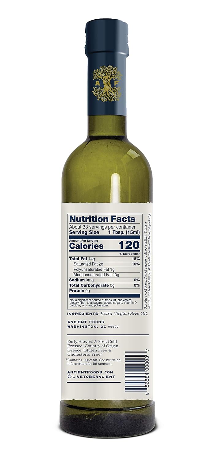 Ancient Foods EDAFOS Extra Virgin Olive Oil Cold Pressed – Fresh, Cold Pressed olive oil from Greece, PDO Crete – 16.9oz (500ML)