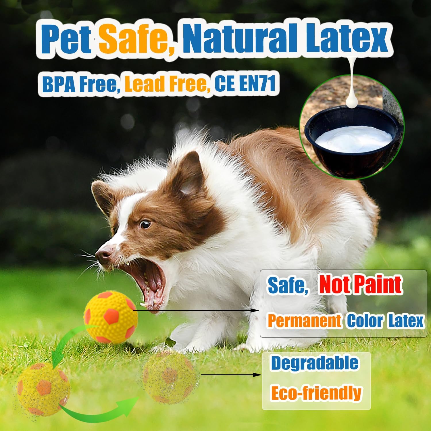 Soft Squeaky Dog Balls for Medium Dogs and Small Breeds, 2.56" 3pcs