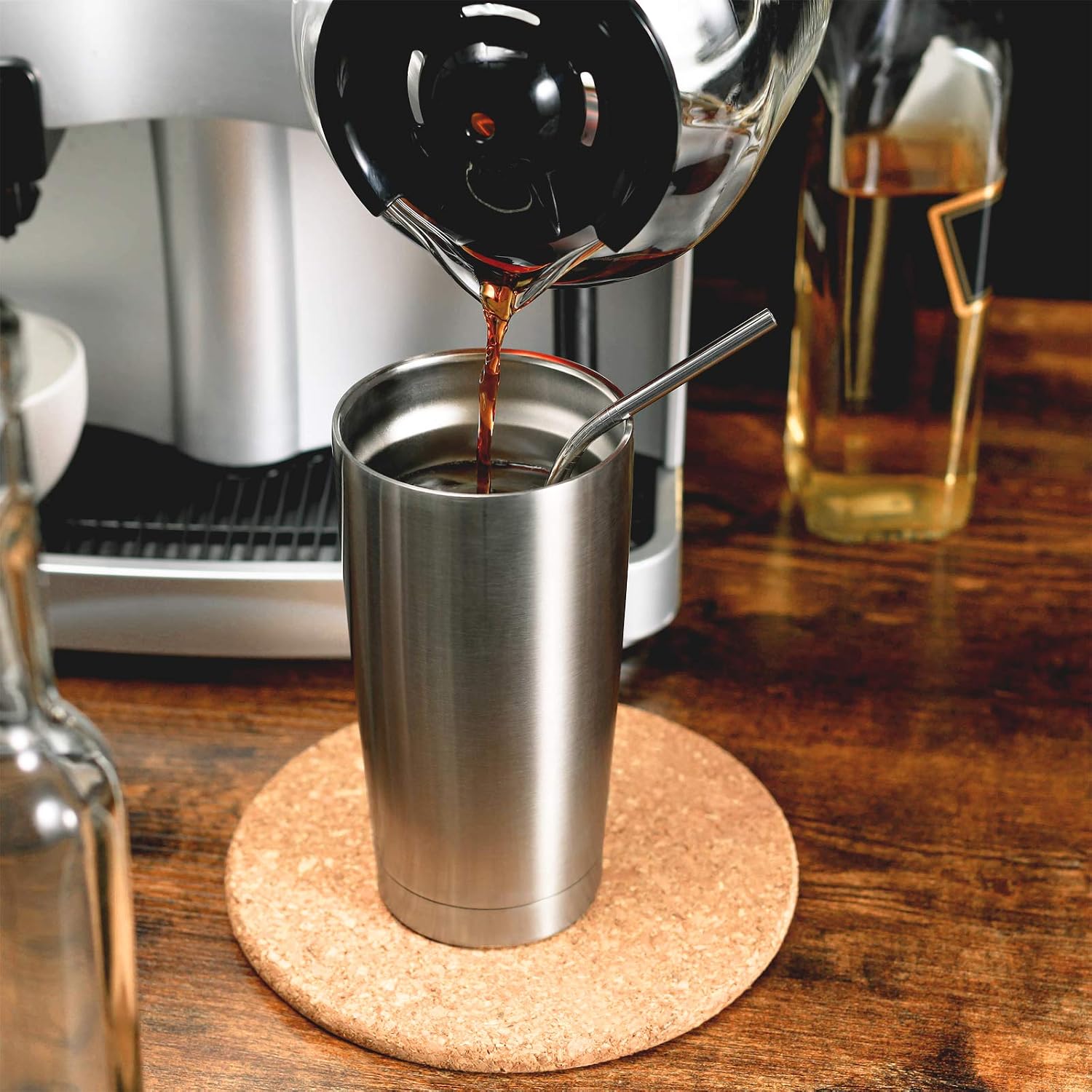 COMOOO 20oz Double Wall Vacuum Insulated Travel Mug