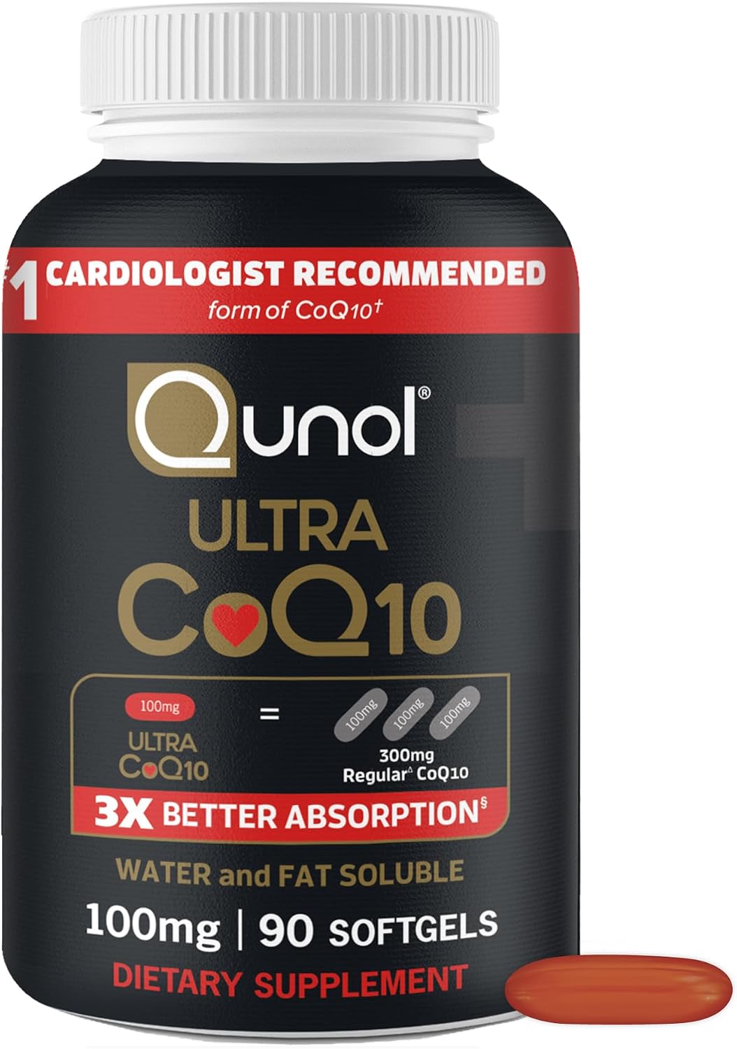 Qunol Ultra CoQ10 100mg, 3X Better Absorption, Antioxidant, 240 Softgels | #1 Cardiologist Recommended Supplement for Heart Health, Coenzyme Q10 Supplement to support Vascular Health & Cellular Energy