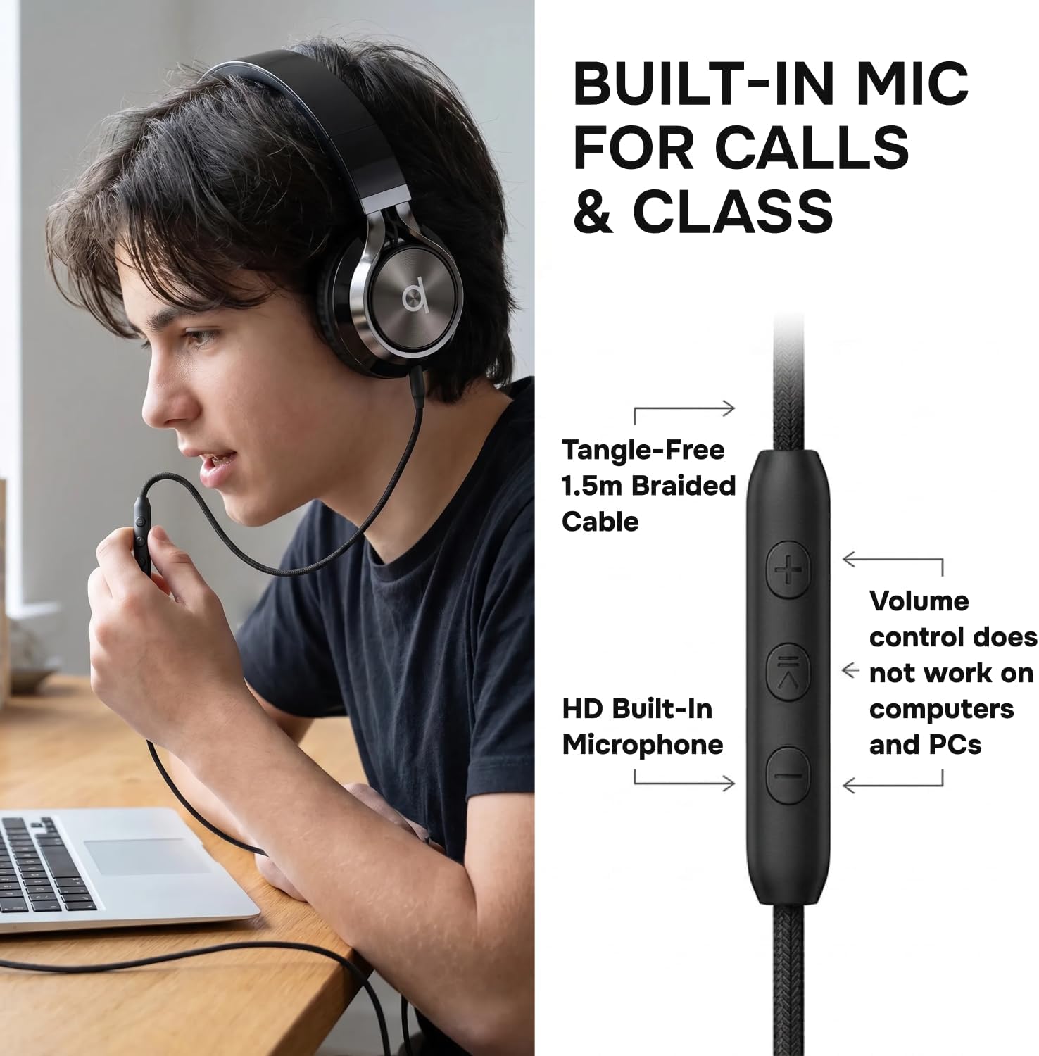 ARTIX Wired Headphones for Classroom & School with Microphone & Volume Control - Adults, Teens & Kids Headphones with Cord