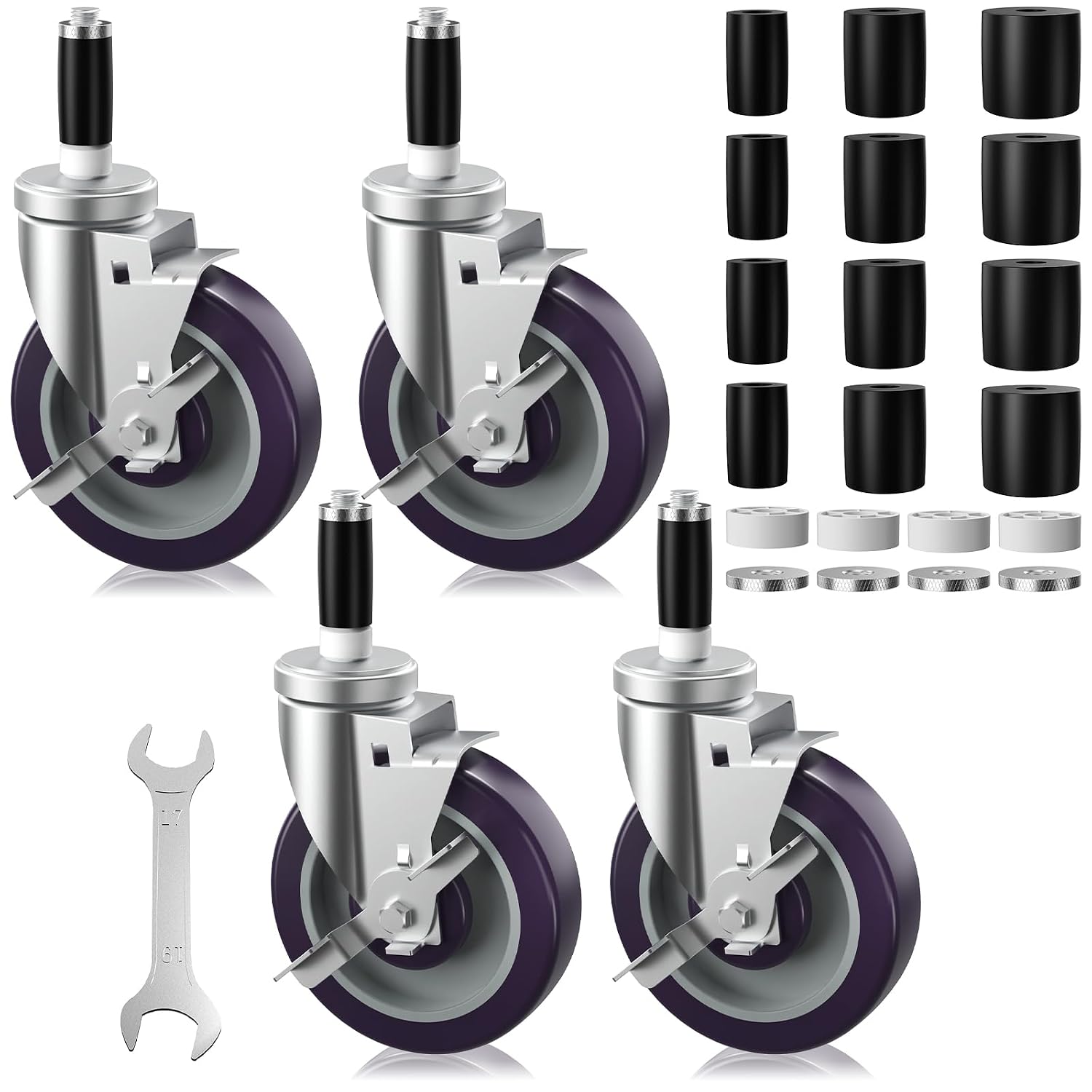 4 Inch Expanding Stem Caster Set of 4 for Stainless Steel Table