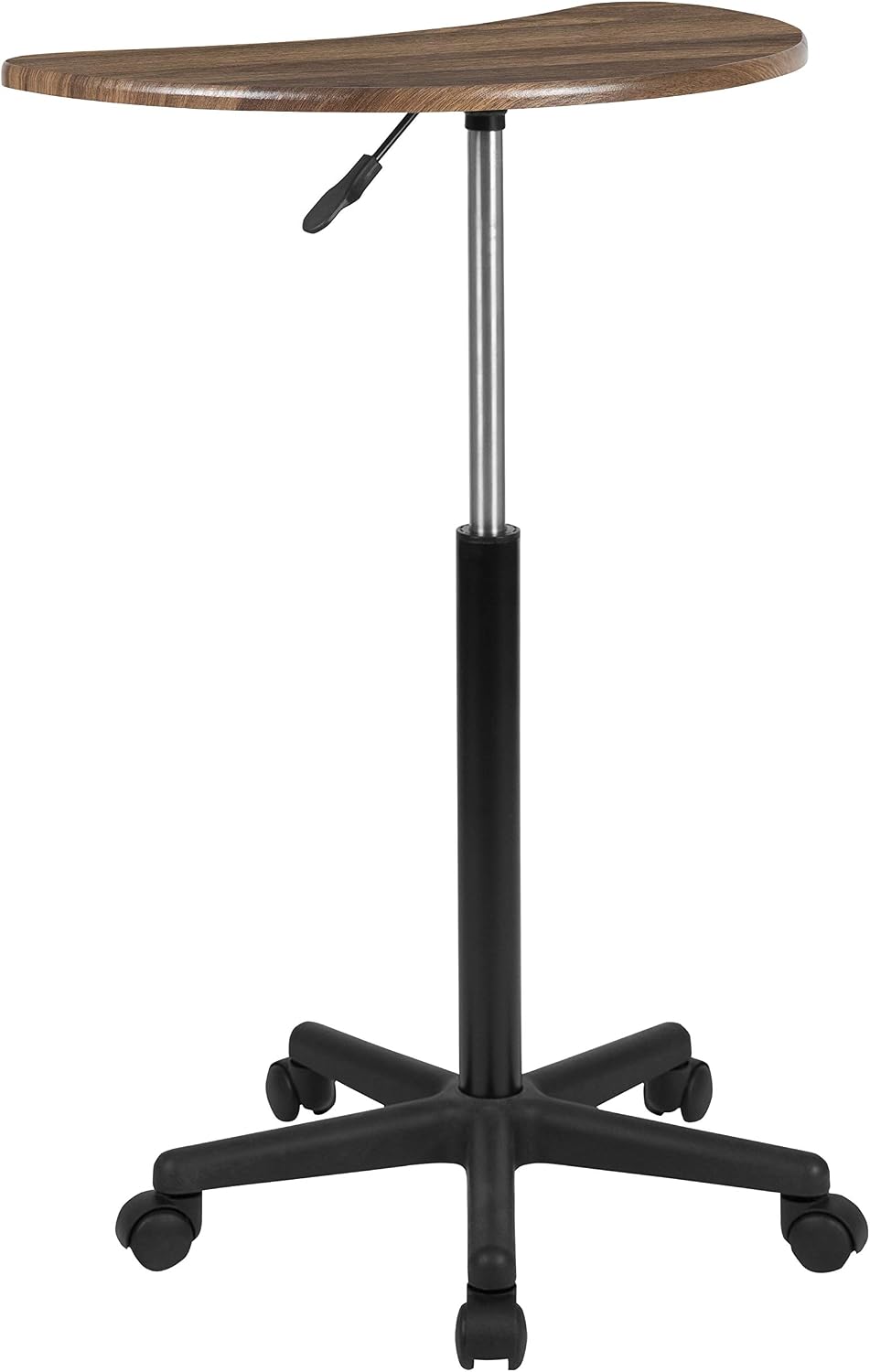 Flash Furniture Eve Sit to Stand Mobile Laptop Desk/Speaker's Lectern with Wheels, Modern Height-Adjustable Portable Standing Computer Desk, Black | Heavy Duty Nylon Base, Dual Wheel Casters