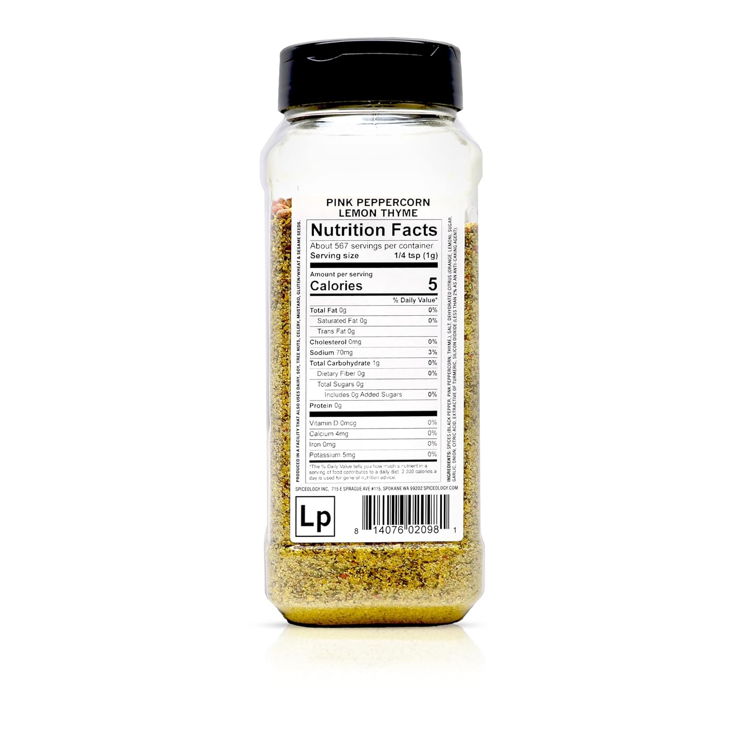 Spiceology Pink Peppercorn Lemon Thyme Seasoning, 5.4 oz | Use On: Chicken, Salmon, Shrimp, Potatoes, Butter, Vegetables, Salad Dressing, Lemon Pepper Seasoning, Vegetable Seasoning