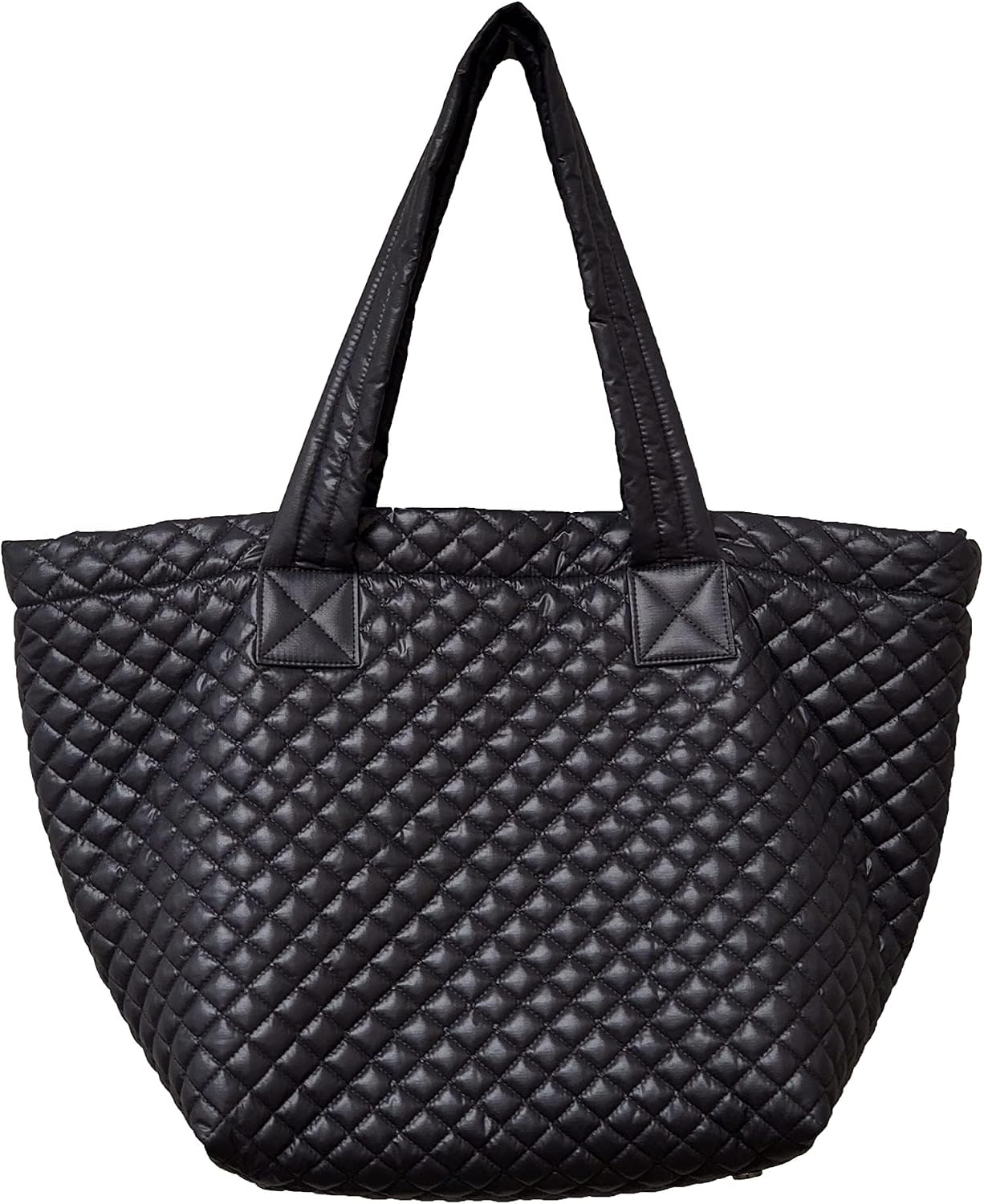 Comfortable Lightweight Large Quilted Zipper Tote with Pouch water repellent Black