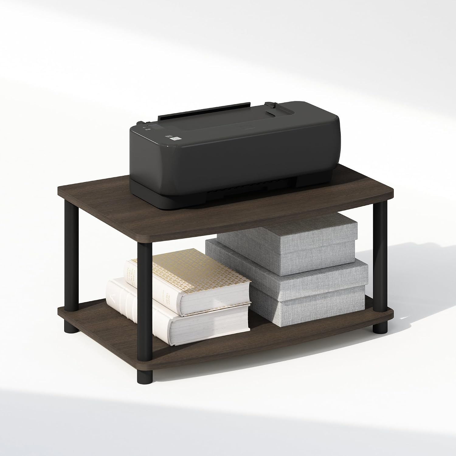 Furinno Turn-S-Tube No Tools 3-Tier Entertainment TV Stands, Dark Cherry and Black