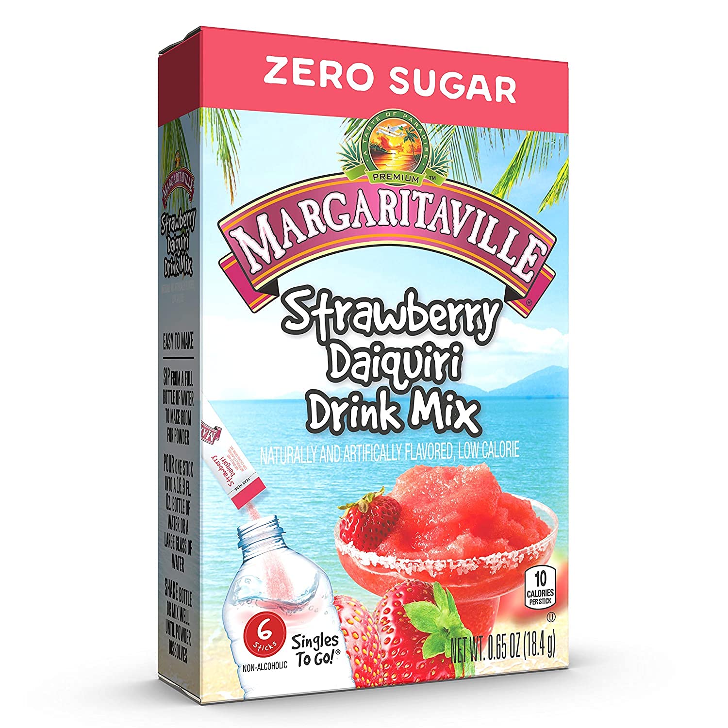 Margaritaville singles to go water drink mix - pina colada flavored, non-alcoholic powder sticks (6 boxes with 6 packets each - 36 total servings), 0.70 ounce (pack of 6)