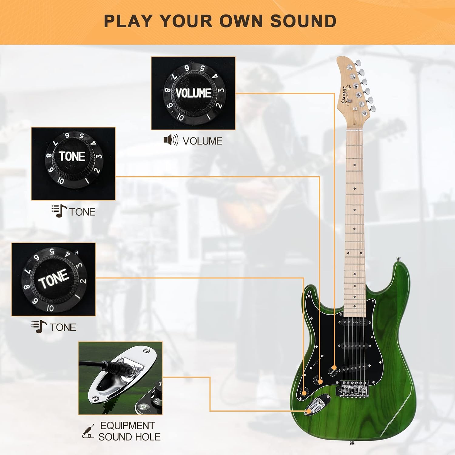GLARRY Full Size Electric Guitar for Music Lover Beginner with 20W Amp and Accessories Pack Guitar Bag (DARK BLUE, 39" Right Handed)