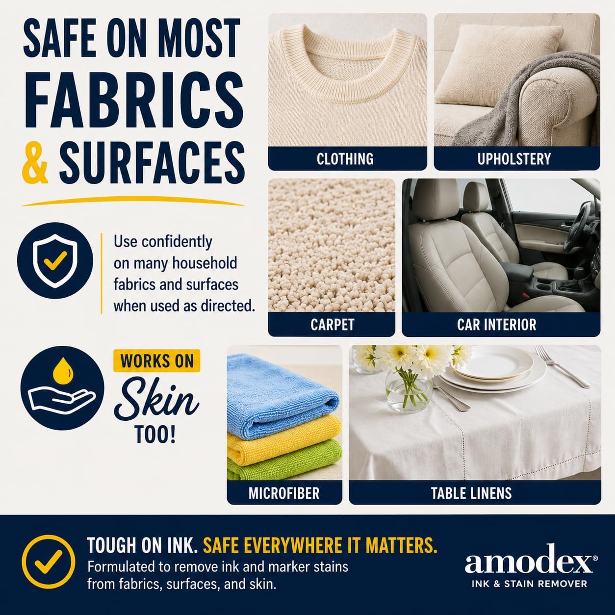 Amodex Ink and Stain Remover Unique Soap Liquid Formula 4 fl oz Bottle