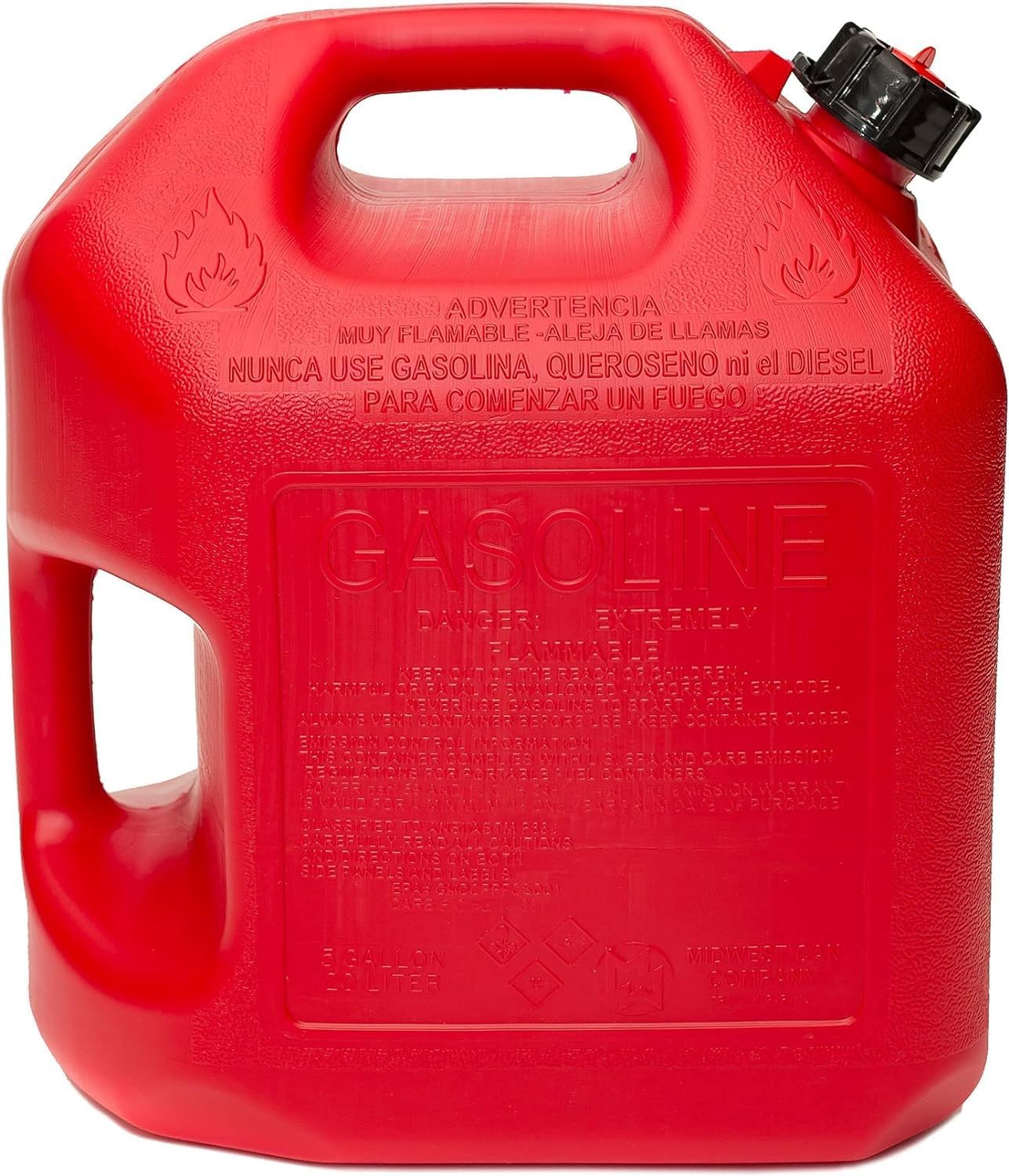 Midwest Can Company 5610 5 Gallon Gas Can Fuel Container Jugs w/Spout (2 Pack)