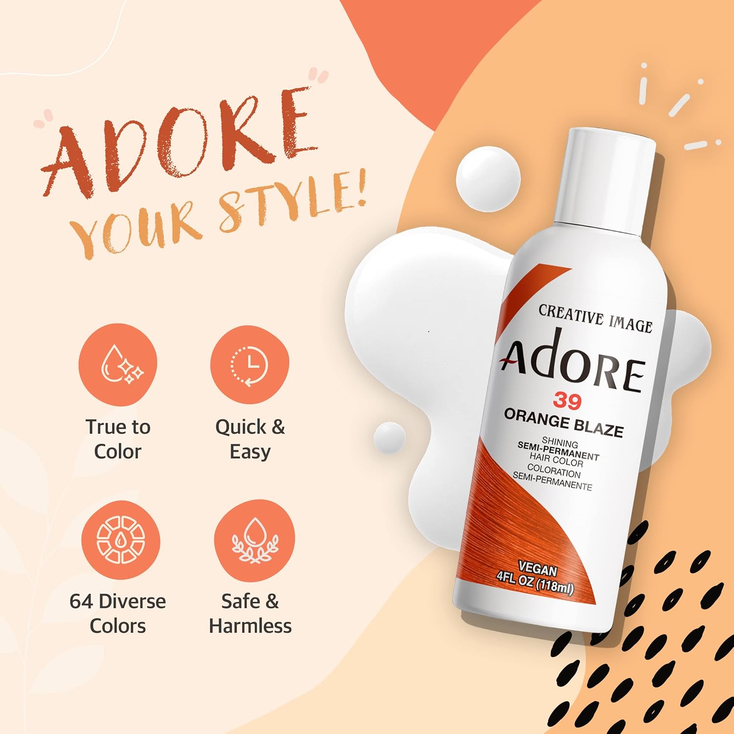 Adore Semi Permanent Hair Color - Vegan and Cruelty-Free Hair Dye - 4 Fl Oz - 140 Neon Pink (Pack of 1)