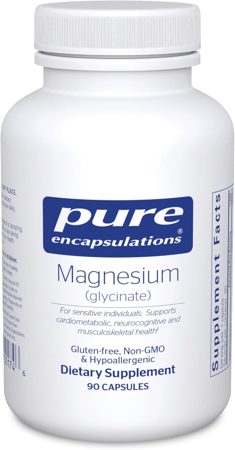 Pure Encapsulations Magnesium (Glycinate) - Supplement to Support Stress Relief, Sleep, Heart Health, Nerves, Muscles, and Metabolism* - with Magnesium Glycinate - 360 Capsules | Supplement to Support Stress Relief, Sleep, Heart Health, Nerves, Muscles,…