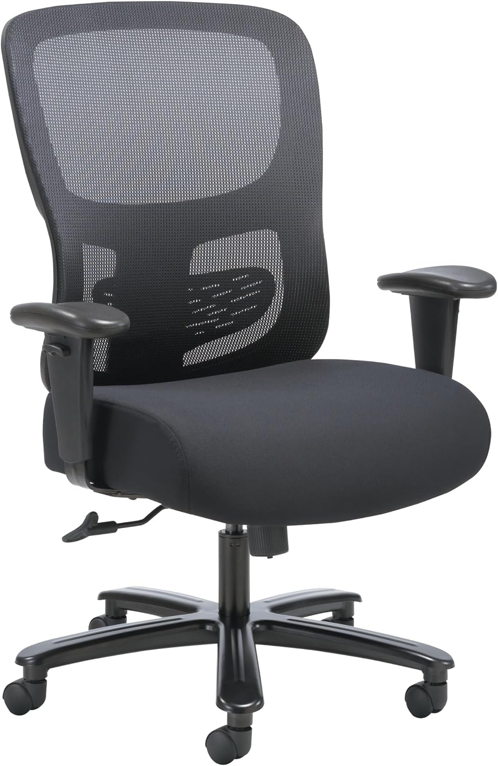 HON Sadie Big and Tall Ergonomic Office Chair, Heavy Duty Desk Chair, Black | Big and tall ergonomic office desk chair for desk work, lumbar support, adjustable arms, mesh comfort, 350 lb capacity