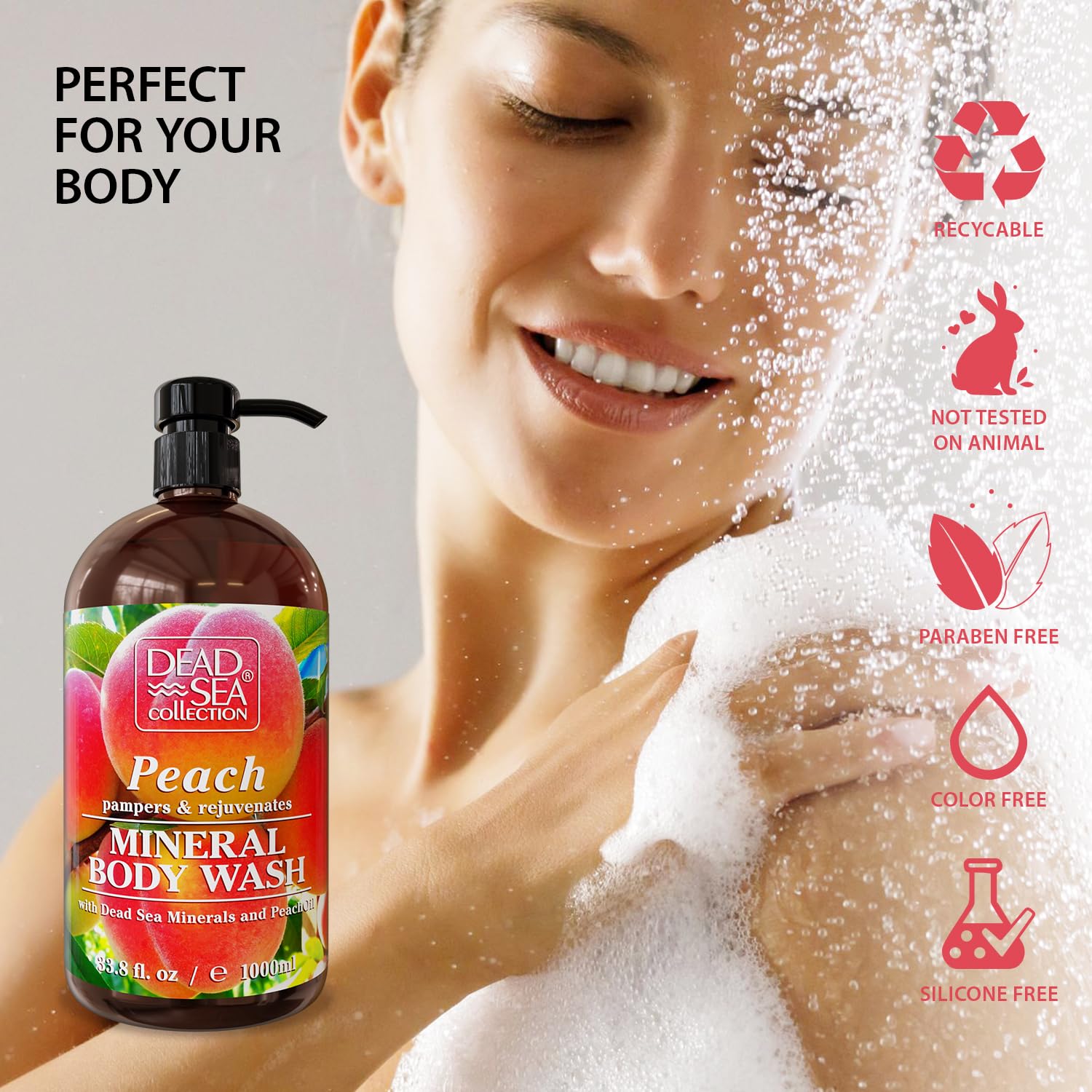 Dead Sea Collection Coconut Body Wash for Women and Men - with Pure Dead Sea Minerals and Coconut Oil - Cleanses and Moisturizes Skin - Pack of 2 (67.6 fl. oz)