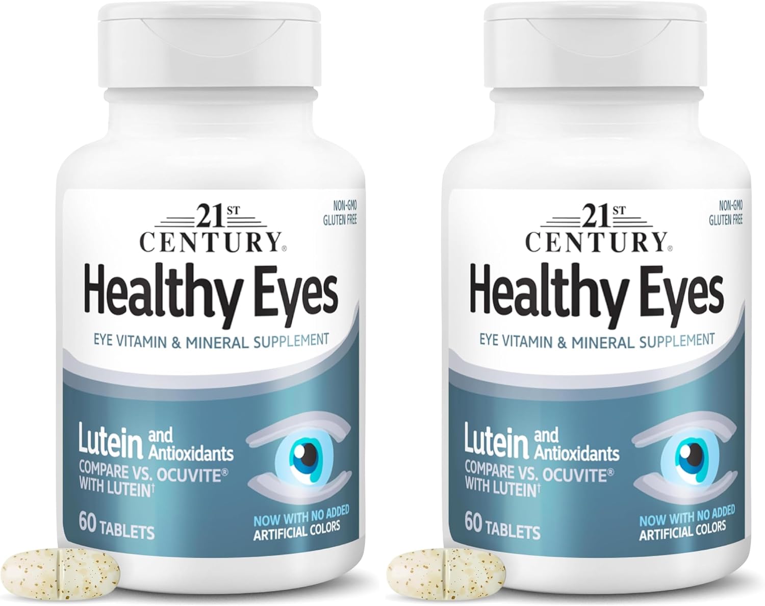 21st Century Healthy Eyes with Lutein Vision Support Tablets, 60 Count | Eye Vitamin with Lutein Plus Antioxidants A, Compare VS. Ocuvite® with Lutein, C, E, Zinc, Vision & Eye Health Support
