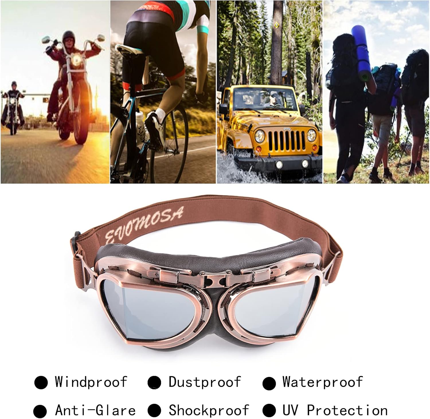 Motorcycle Goggles Anti Fog&Wind&Dust&Sand Aviator Pilot Motocross | Dirt Bike Atv Riding Goggles with Yellow Lens,Fit Over Glasses or Helmet