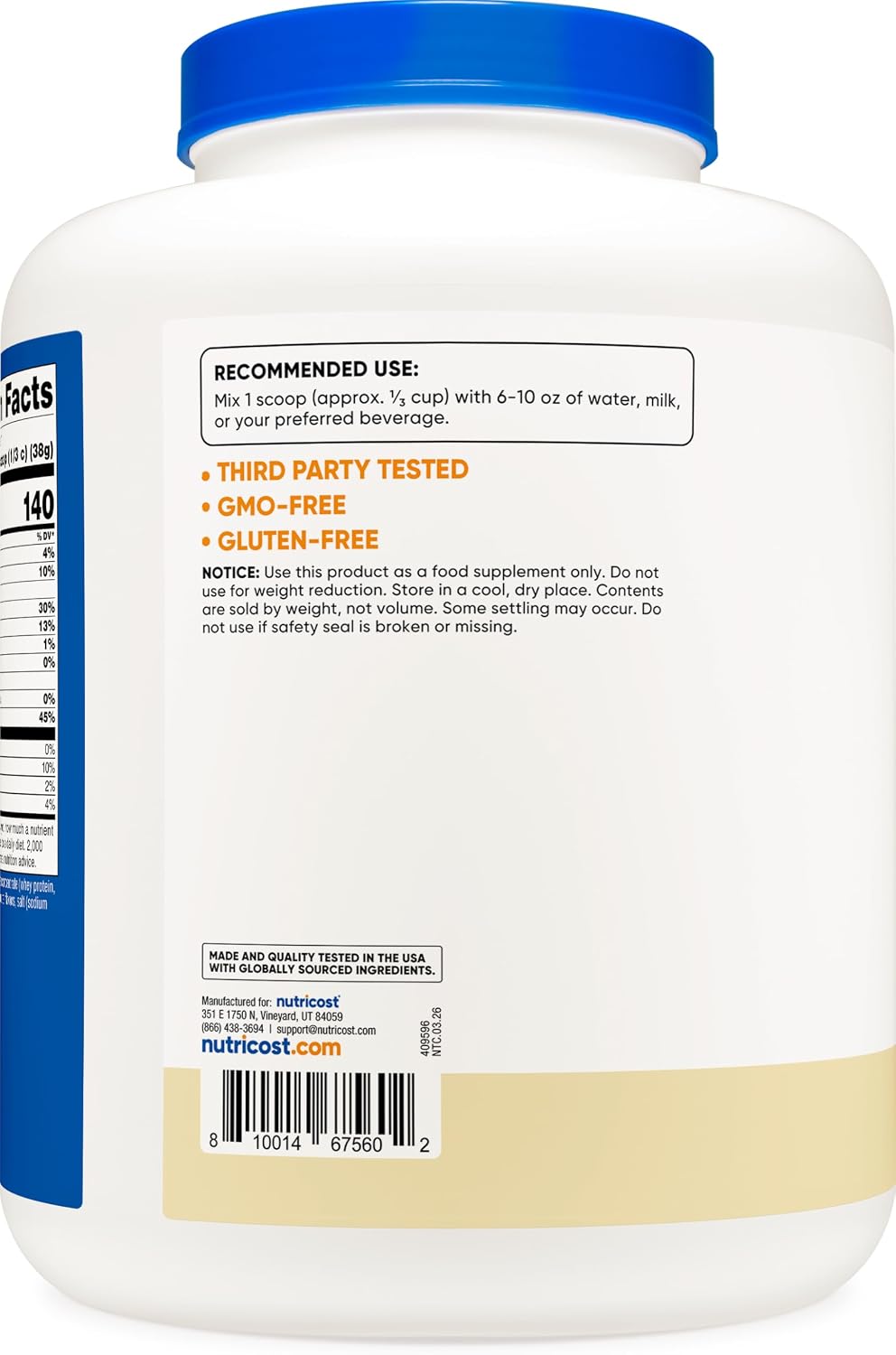 Nutricost Grass-Fed Whey Protein Concentrate (Unflavored) 2LBS | Undenatured, GMO-Free, Gluten Free, Natural Flavors