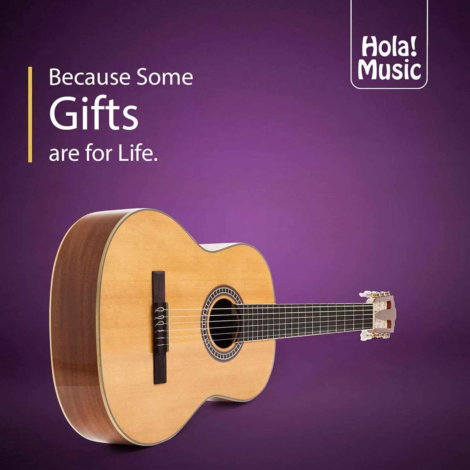 Hola! Music 39" Full Size Classical Guitar, Nylon Strings, Natural Gloss
