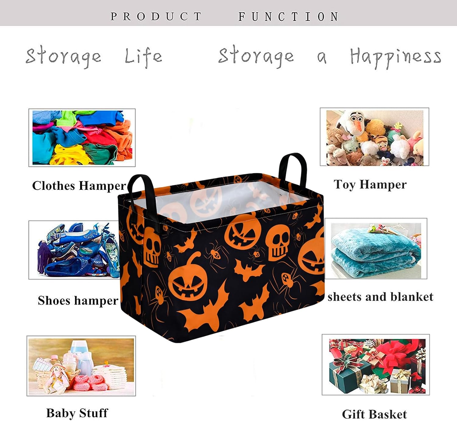 Kid Storage Basket Gift Shelf Basket Toy Storage Bin, Nursery Basket Organizer Box for Children Room Deco With Handles (Grey deer)