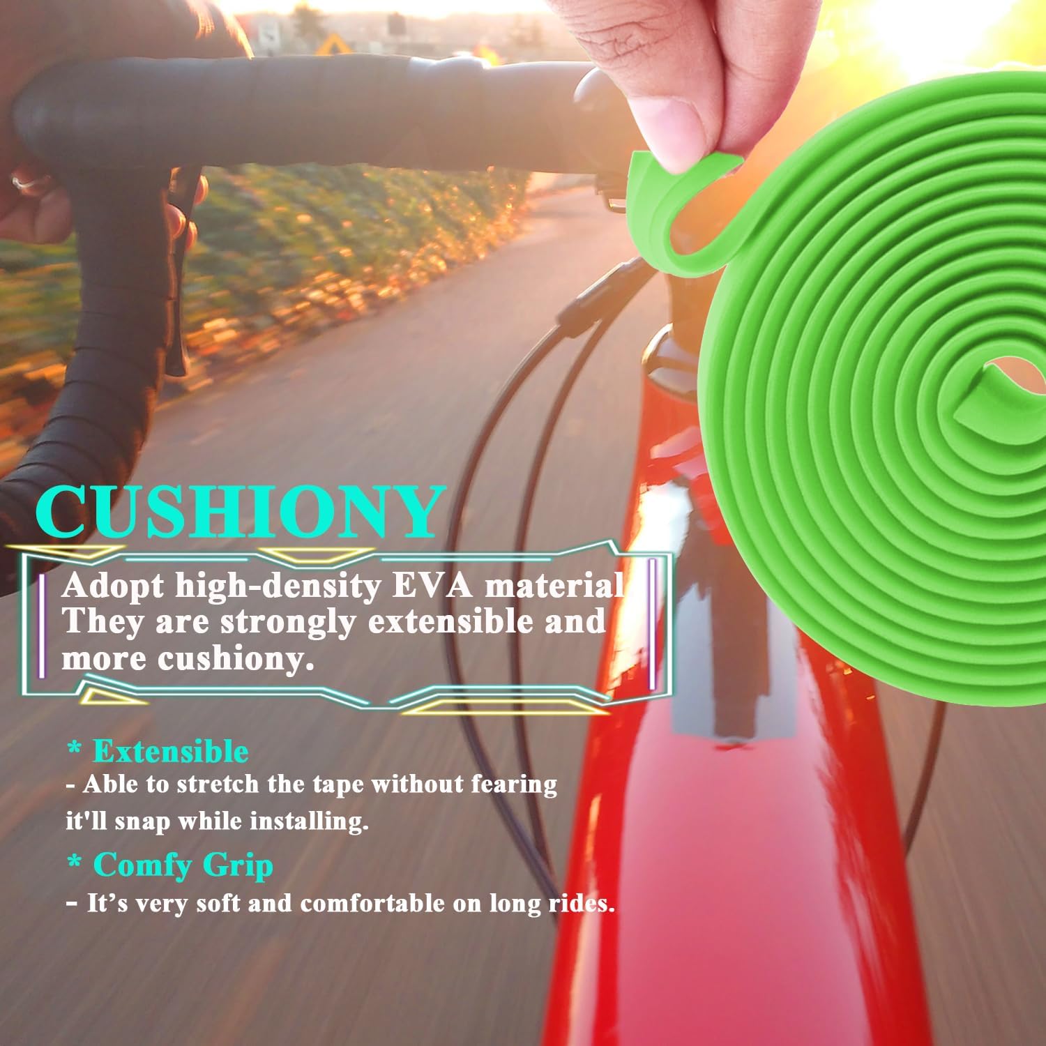 KINGOU EVA Road Bike Handlebar Tape Bicycle Bar Wraps - 2PCS Per Set