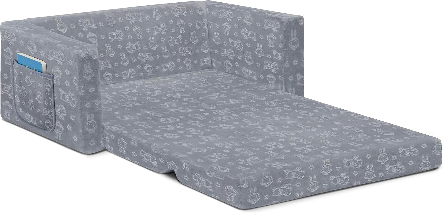 Delta Children - Serta Perfect Sleeper Kids 2-Seater Sofa, Convertible 2-in-1 Flip Open Toddler Couch Sleeper, Foam Chair for Playroom & Bedroom