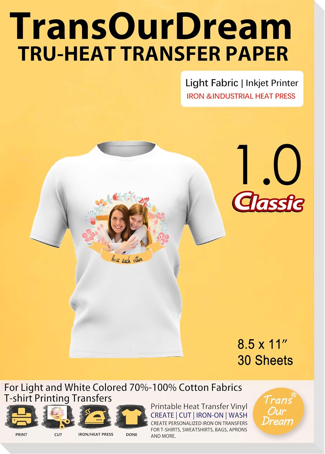 TransOurDream Heat Transfer Paper for T Shirts (20 Sheets