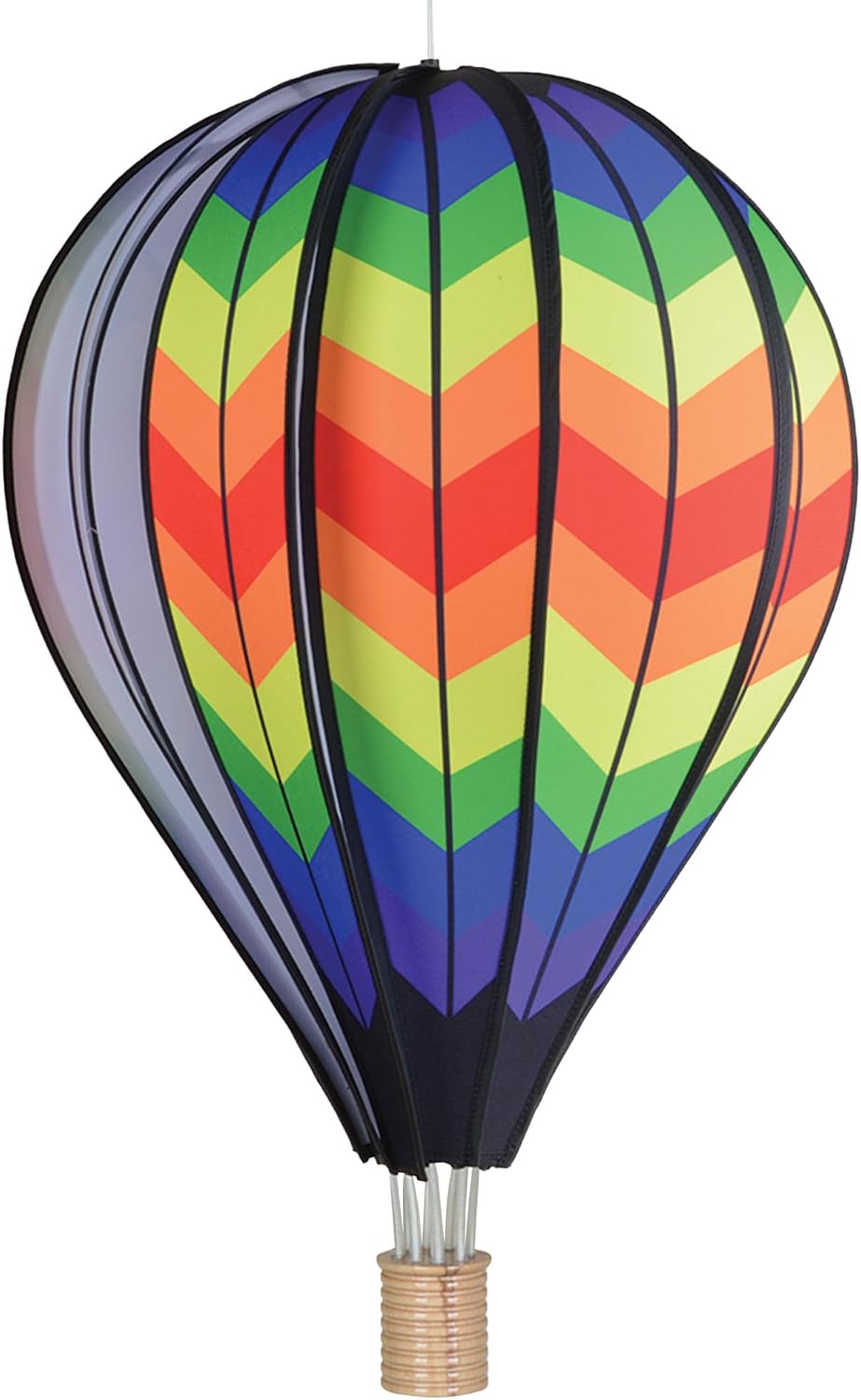 Hot Air Balloon Hanging Garden Spinner 26" - Vibrant Double Rainbow Chevron Design, Weather-Resistant Outdoor Decor, Durable & Lightweight for Patios