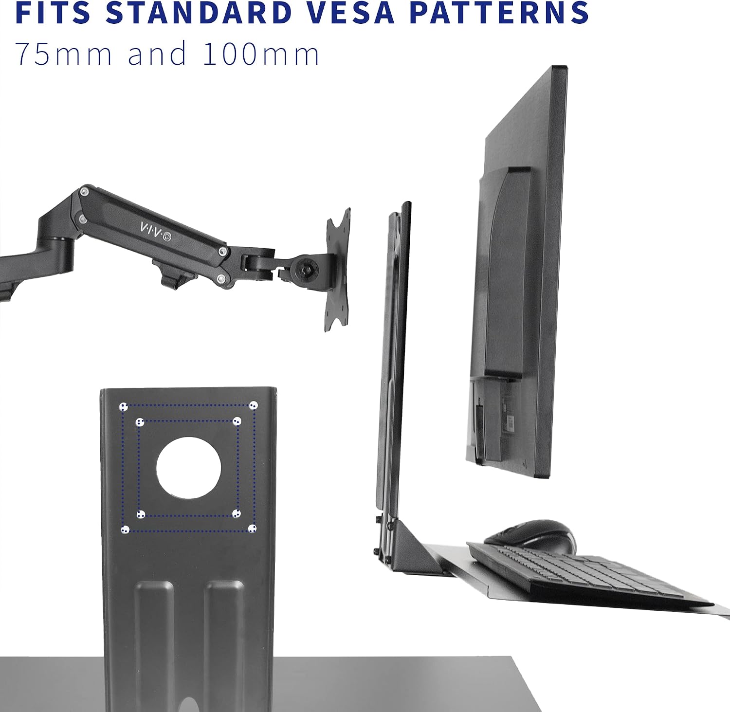 VIVO Computer Keyboard and Mouse Platform Tray VESA Mount Attachment 25.5 x 8 inch Surface (MOUNT-KB03) | Computer Keyboard and Mouse Platform