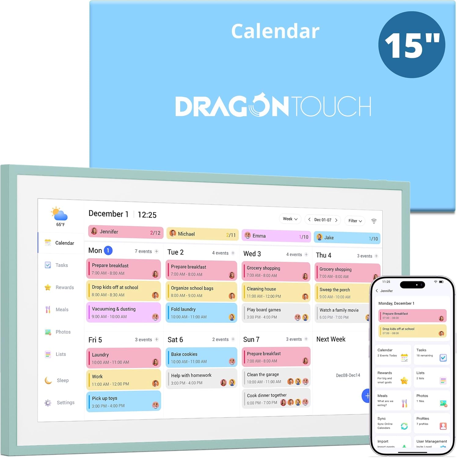 Dragon Touch Digital Picture Frame WiFi 10 inch IPS Touch Screen Digital Photo Frame Display, 32GB Storage, Auto-Rotate, Share Photos via App, Email