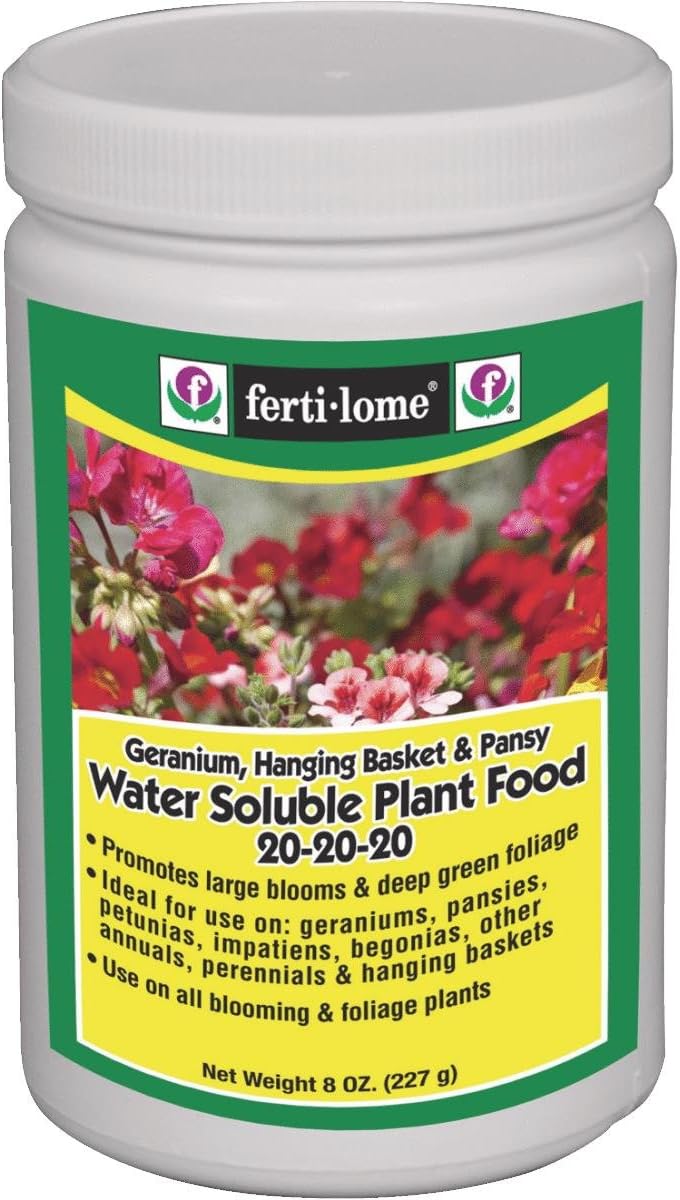 Voluntary Purchasing Group 10728 Fertilome Geranium Hanging Plant and Pansy Water Soluble Plant Food Fertilizer, 8-Ounce