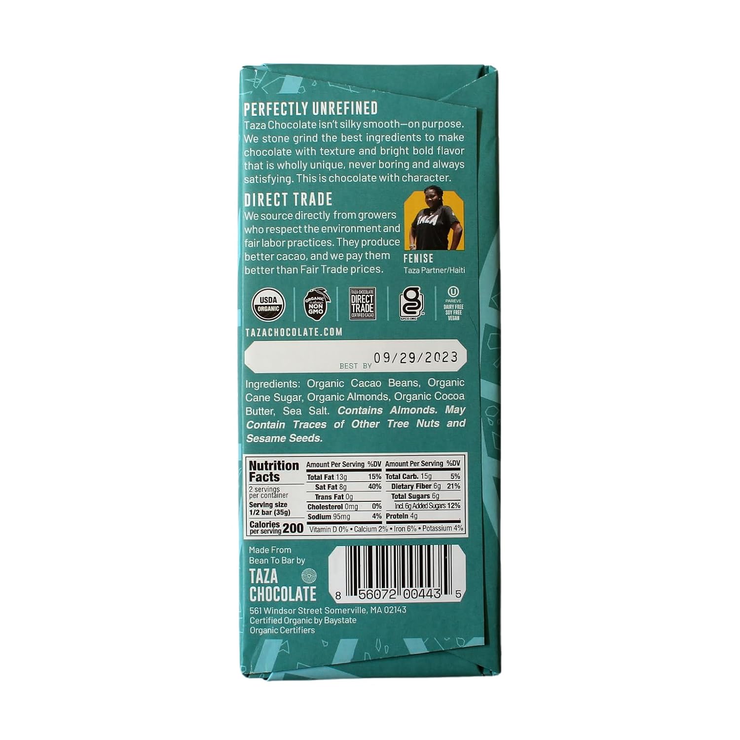 Taza Chocolate, 95% Wicked Dark Amaze Bar, 2.5 oz bars, case of 10
