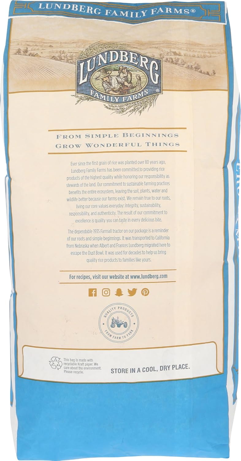 Lundberg Basmati Rice, Long Grain White Rice - Non-Sticky, Fluffy, Nutty, Aromatic Rice, Vegan Food, Healthy Meals, Gluten-Free, Grown in California, 64 Oz
