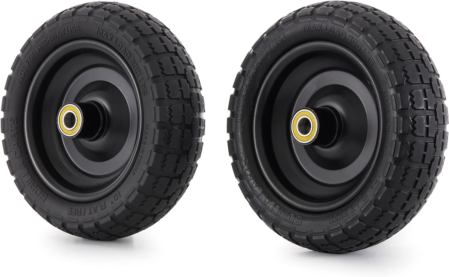Gorilla Carts 10-Inch No-Flat Replacement Wheels, 4-Pack