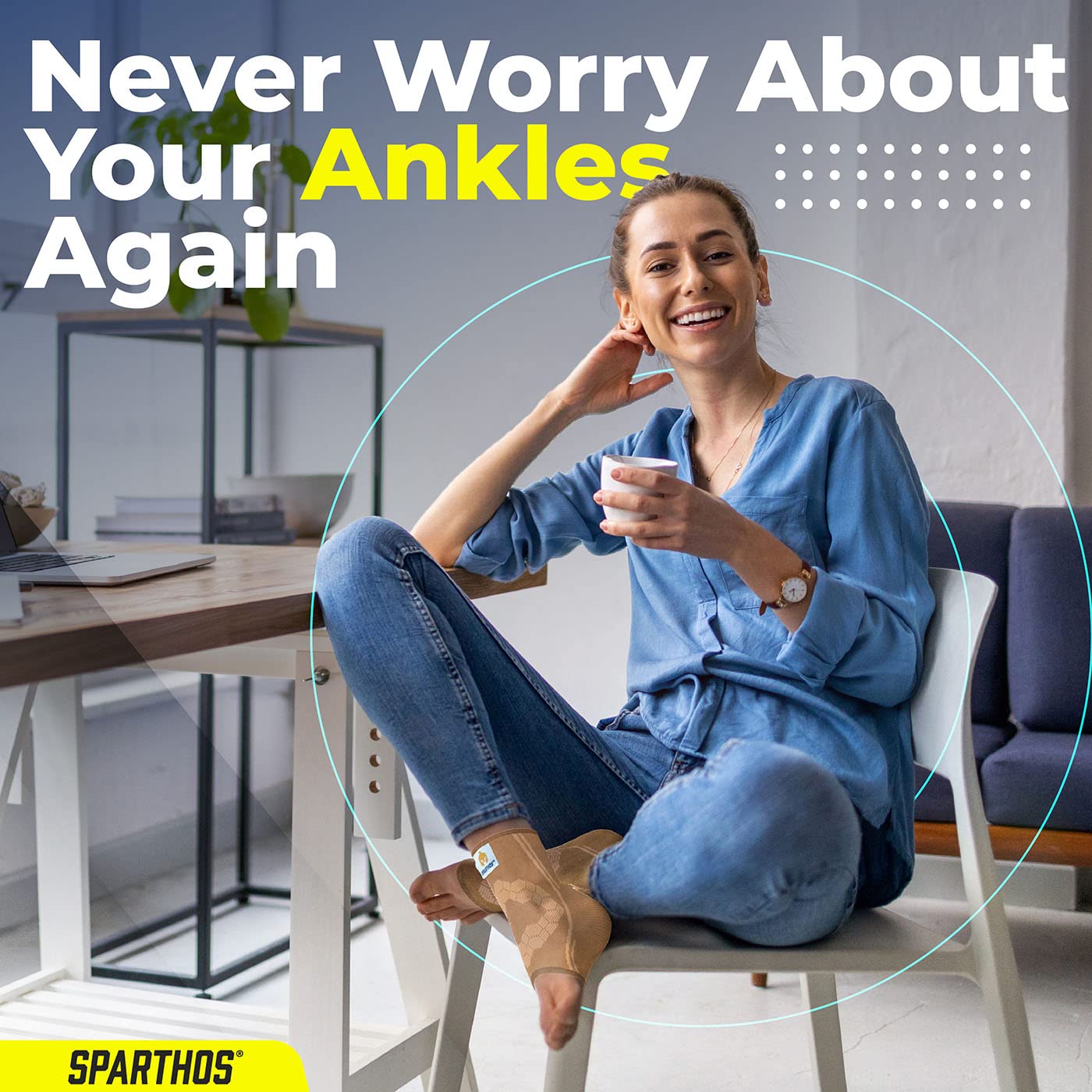 Sparthos Ankle Brace for Women & Men, Foot Compression Sleeve - Black-M | Plantar Fasciitis Socks, Arch Support, Ankle Wrap for Sprained Ankle, Achilles Tendonitis, Heel Pain & Swelling Relief, Pair