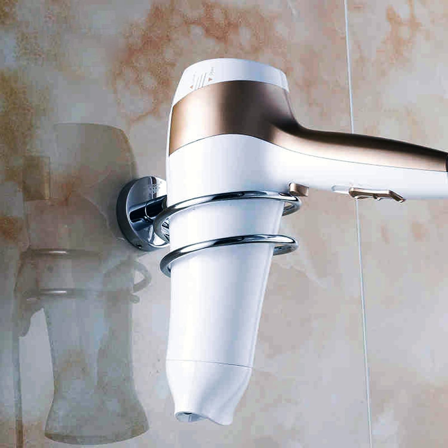Hair Dryer Holder Stainless Steel Chromed (Black)