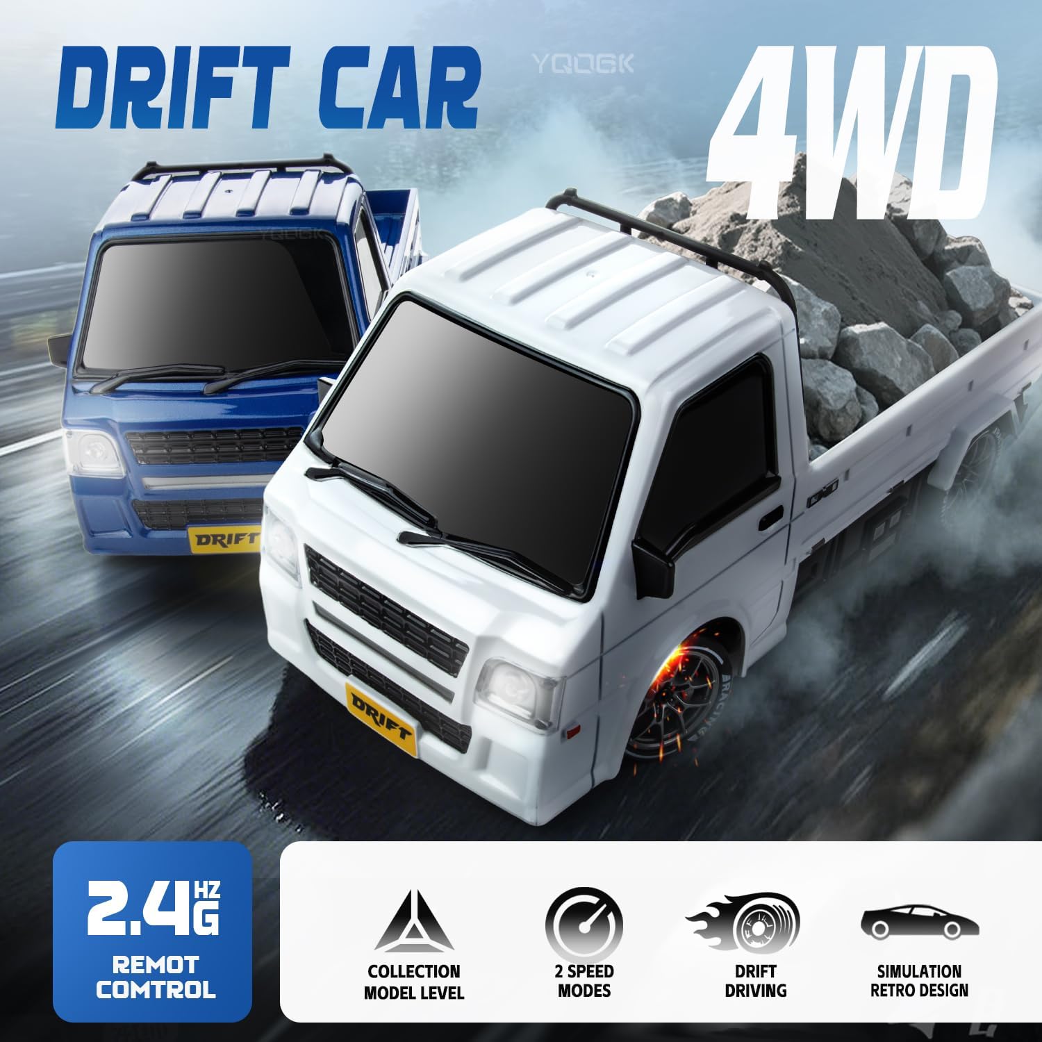 1/24 4WD RC Drift Car, 2.4GHz 20KM/H High Speed Remote Control Racing Car with Drifting Tires, Gift for Kids Adults